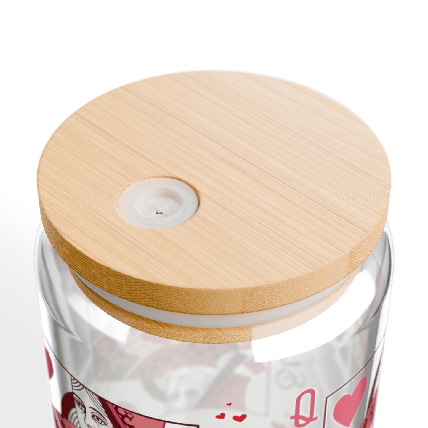 Personalized Queen of Hearts Sipper Glass, 16oz - Custom Playing Card Design, Queen of My Heart - Alternative: Custom Glass Tumbler, Unique