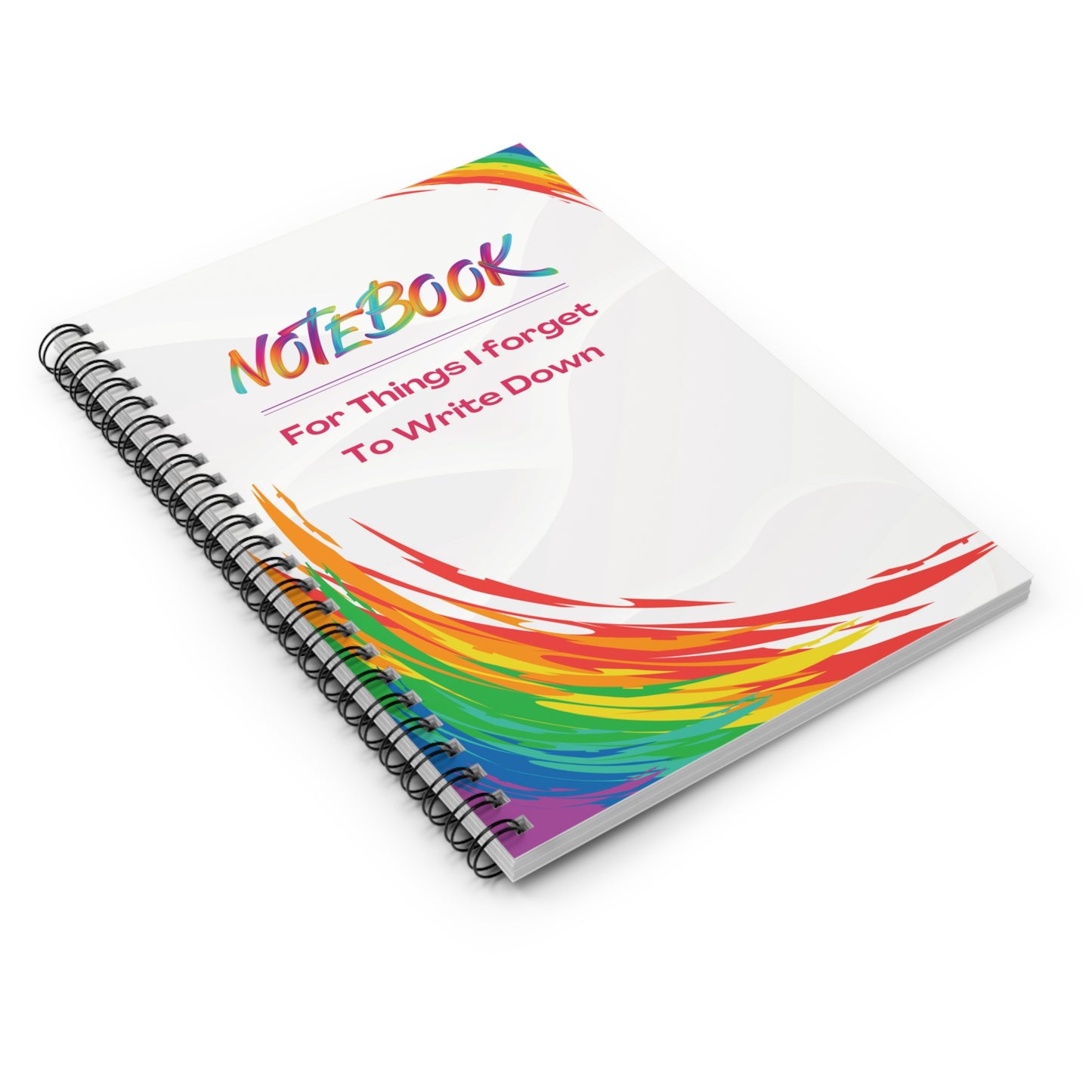Fun Spiral Notebook , For Things I Forget to Write Down, Rainbow Cover, Lined Journal, Gift for List Makers, Get organized