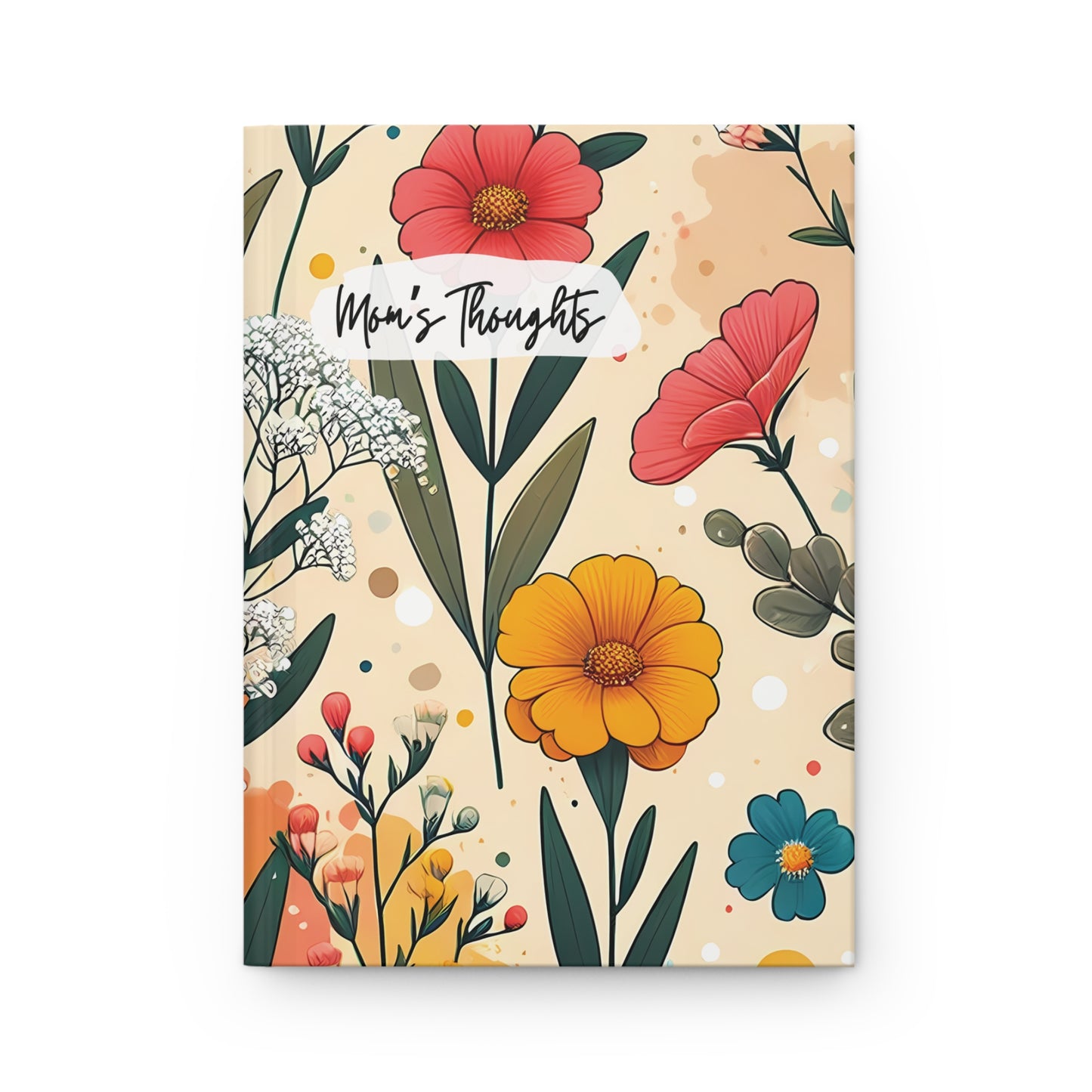Personalized Wildflower Journal, Mom's Thoughts, Custom Notebook, Mother's Day gift, Botanical floral design, hardcover