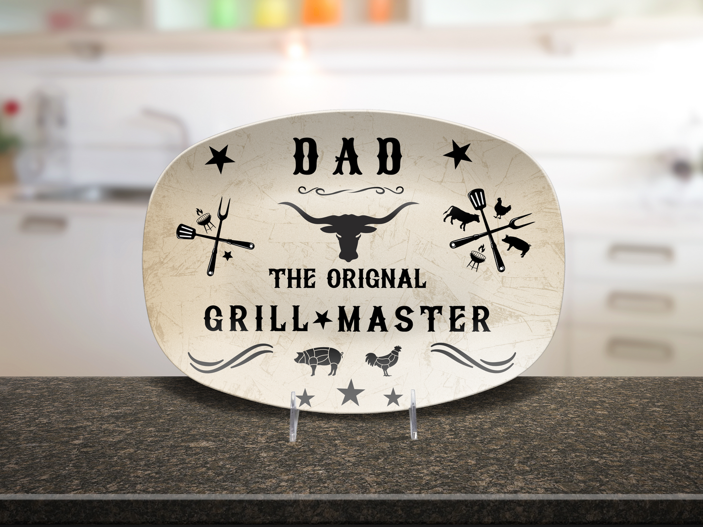 Personalized Father's Day Platter, Dad or Grandpa, The Original Grill Master, Perfect Gift for him, Brother, Cousin, Friend, BBQ gift
