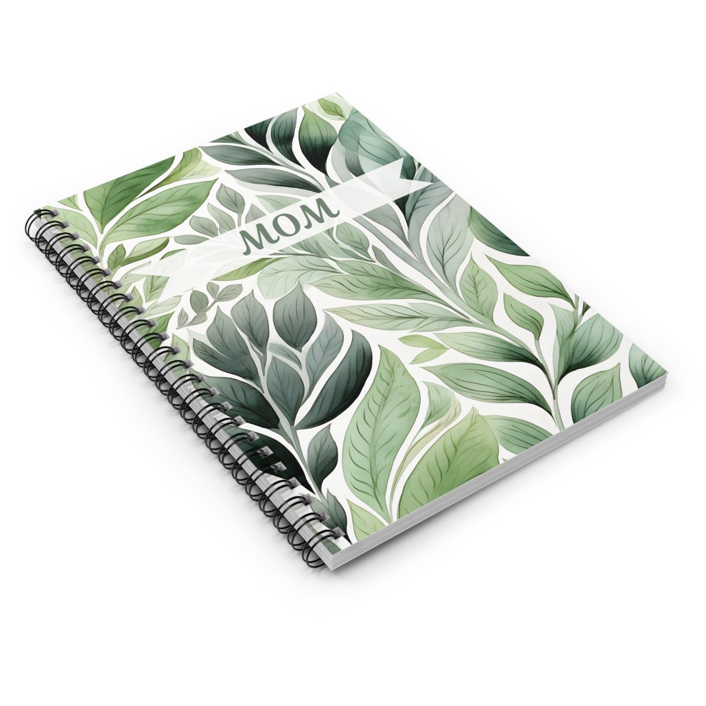 Personalized Botanical Mom Notebook, Spiral Lined Journal, Mother’s Day Gift, Leaf Print Cover, Personalized Gift Idea