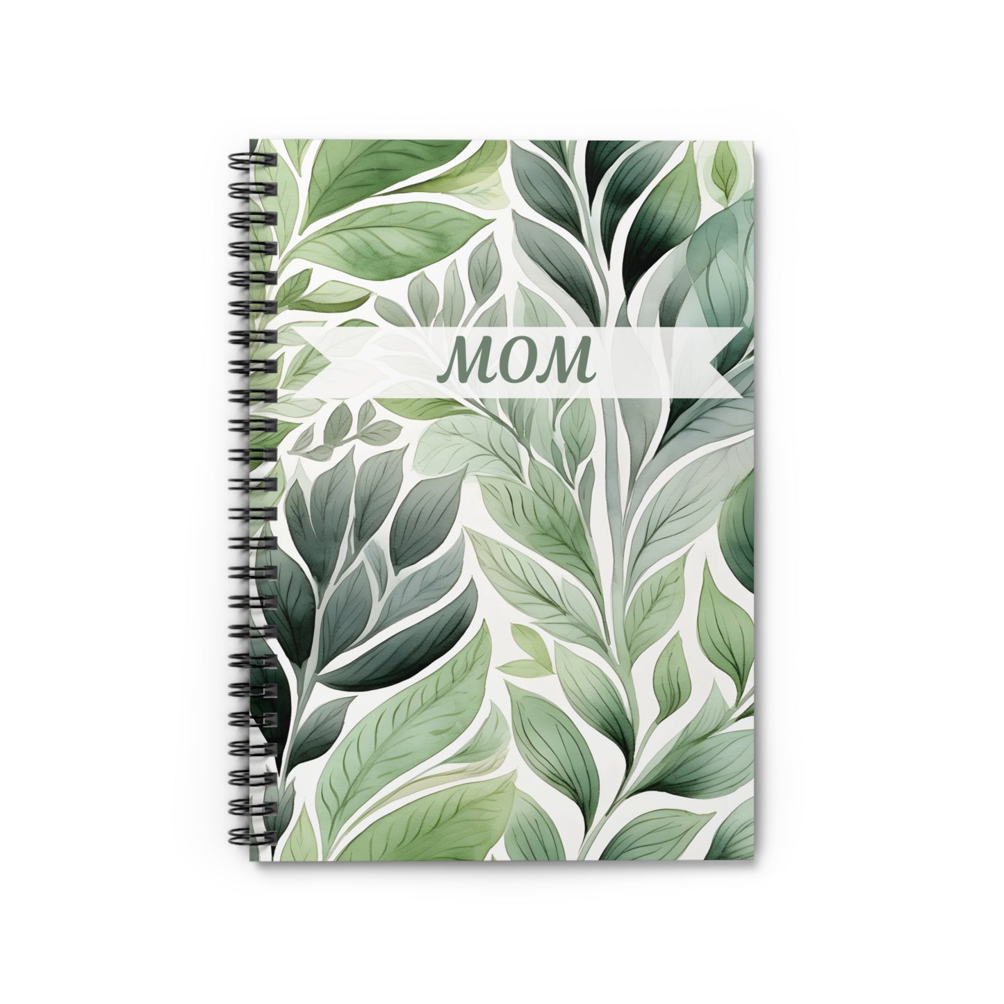 Personalized Botanical Mom Notebook, Spiral Lined Journal, Mother’s Day Gift, Leaf Print Cover, Personalized Gift Idea