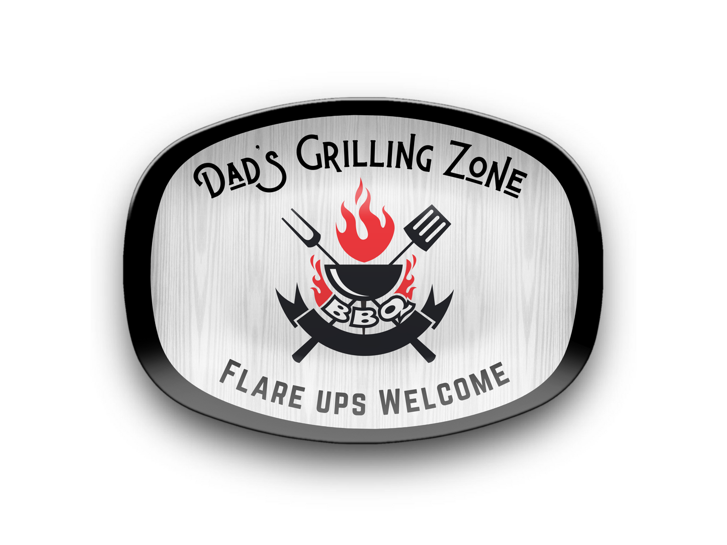 Dad’s Grilling Zone BBQ Platter – “Flare Ups Welcome” Funny Grill Plate, Father’s Day Gift for Grill Masters, Backyard BBQ Tray, Birthday