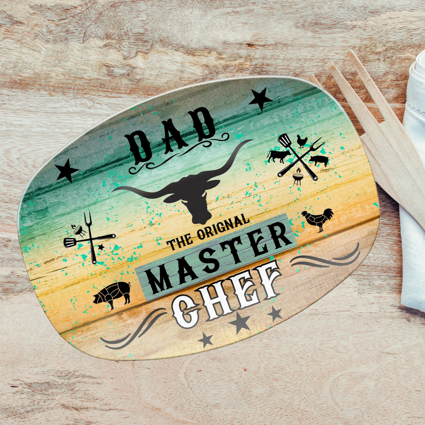 Personalized Platter, Mom Master Chef platter, Mother's Day gift, BBQ, Grillin, Backyard parties