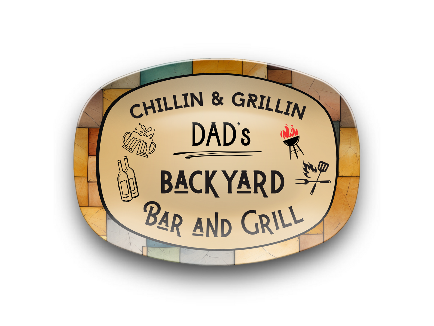 Grillin Platter for Father's Day, Personalized Grill Platter, Backyard Bar and Grill, Great Gift for the Grill Master