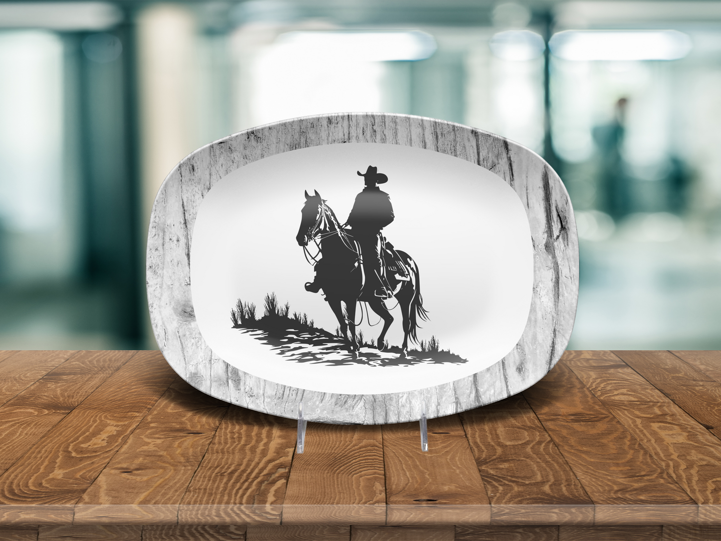 Western Cowboy Ranch Platter – Rustic Cowboy Horseback, Serving Dish for Country Kitchen & Farmhouse Decor, Country Kitchen Decor, Cowboy Gift