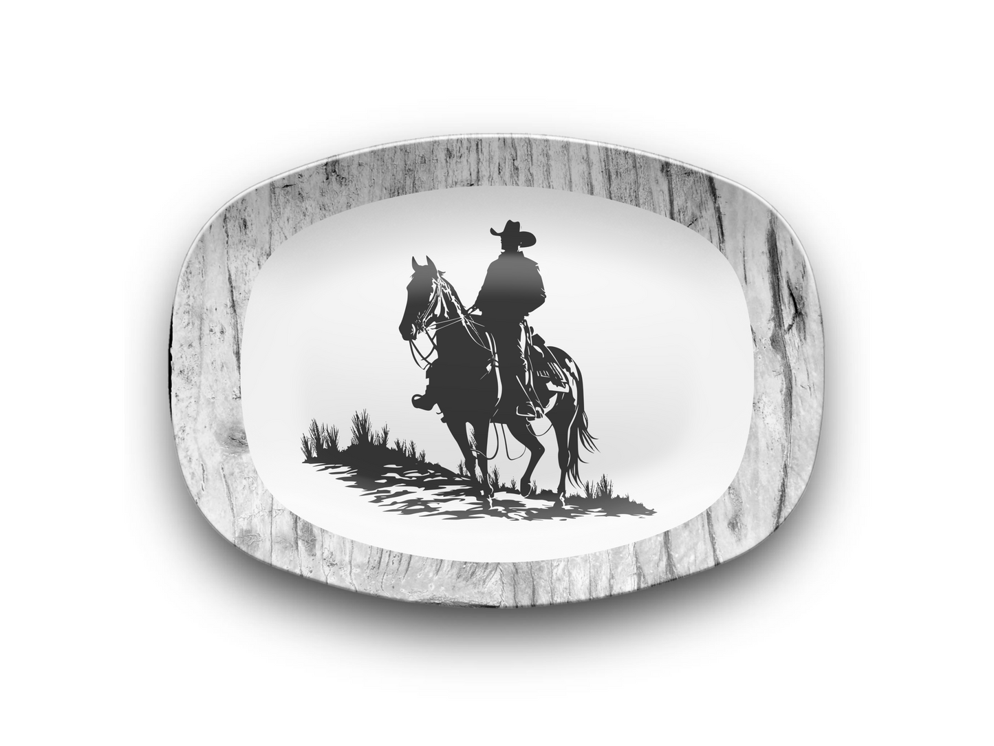 Western Cowboy Ranch Platter – Rustic Cowboy Horseback, Serving Dish for Country Kitchen & Farmhouse Decor, Country Kitchen Decor, Cowboy Gift