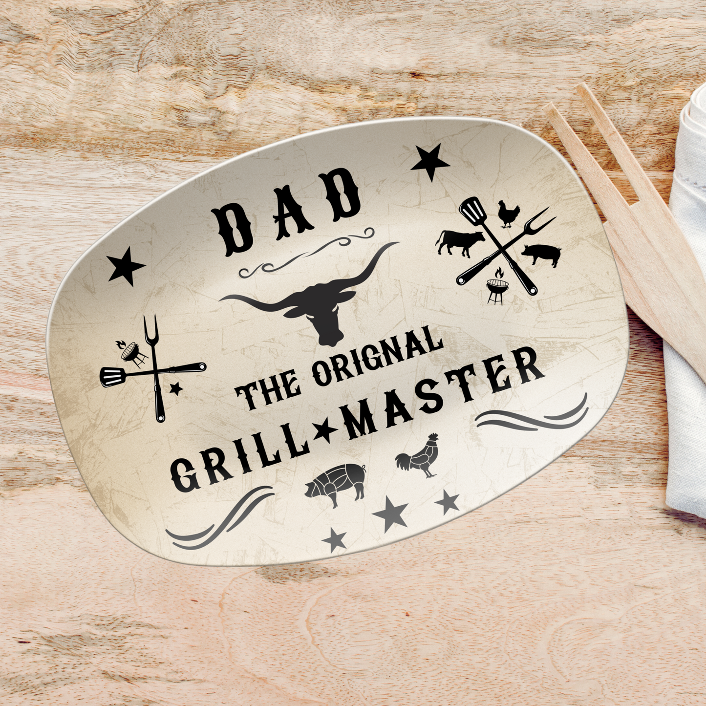 Personalized Father's Day Platter, Dad or Grandpa, The Original Grill Master, Perfect Gift for him, Brother, Cousin, Friend, BBQ gift