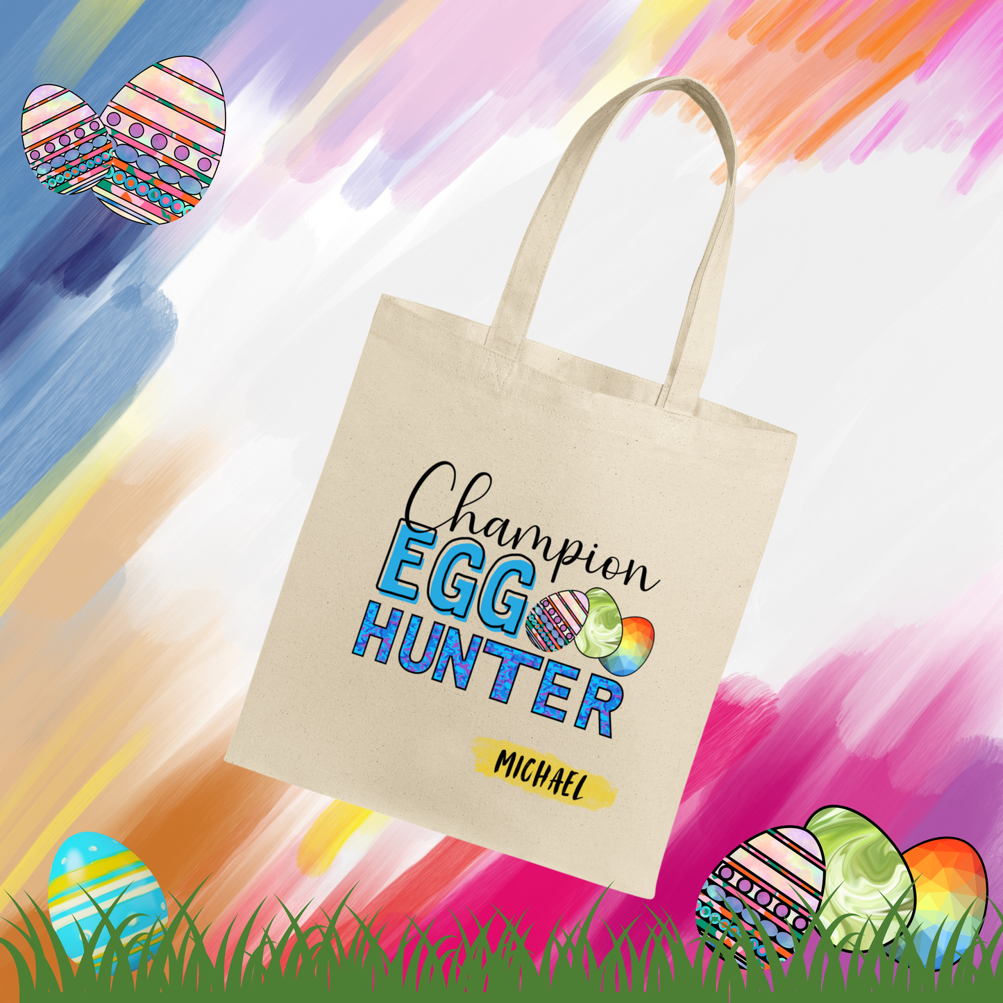 Personalized Easter Tote for the Champion Egg hunter, Egg Hunting Basket, Kids Easter, boy or girl gift
