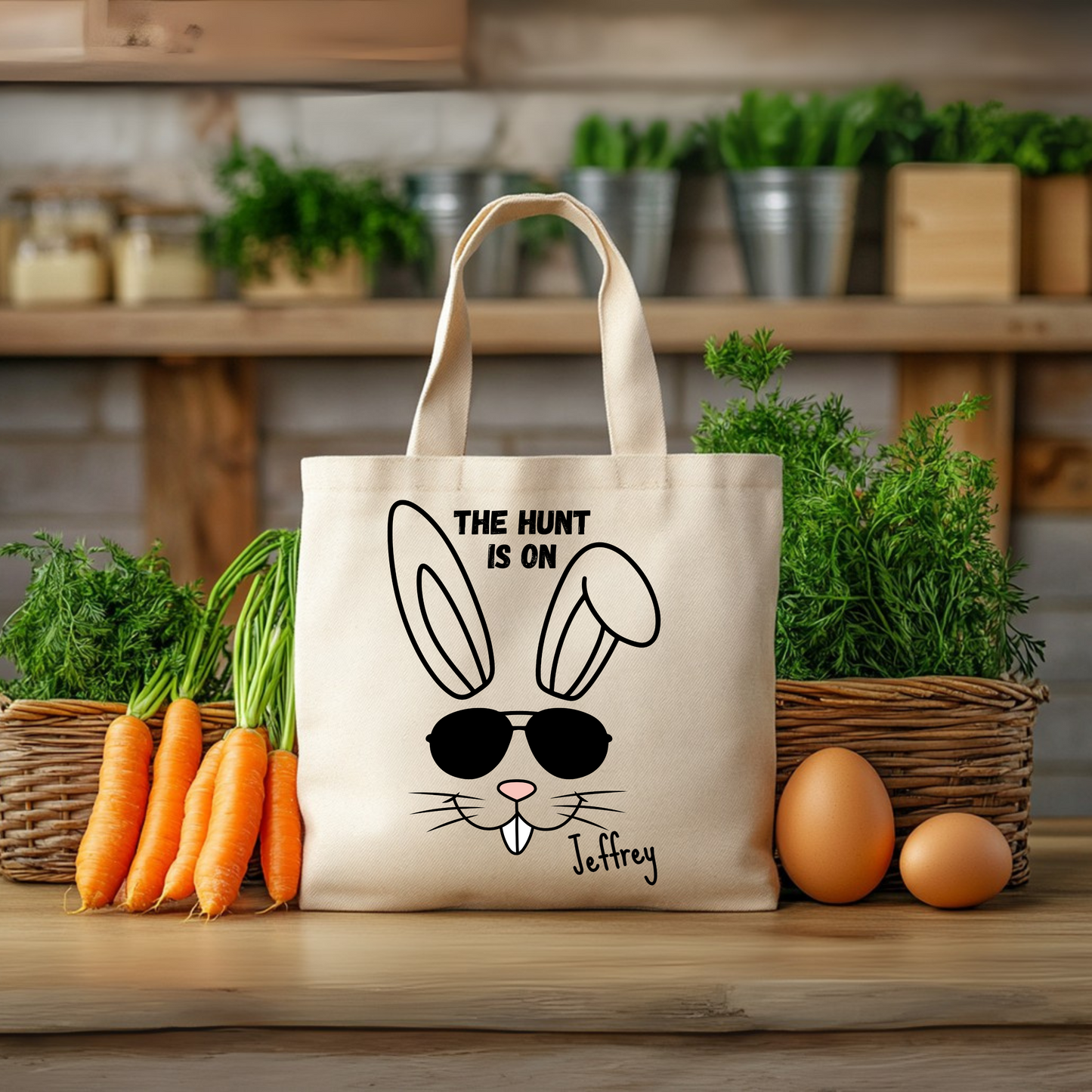 Personalized Easter Tote, Egg Hunting, Bunny ready, a great Easter Gift, Kids, Friends