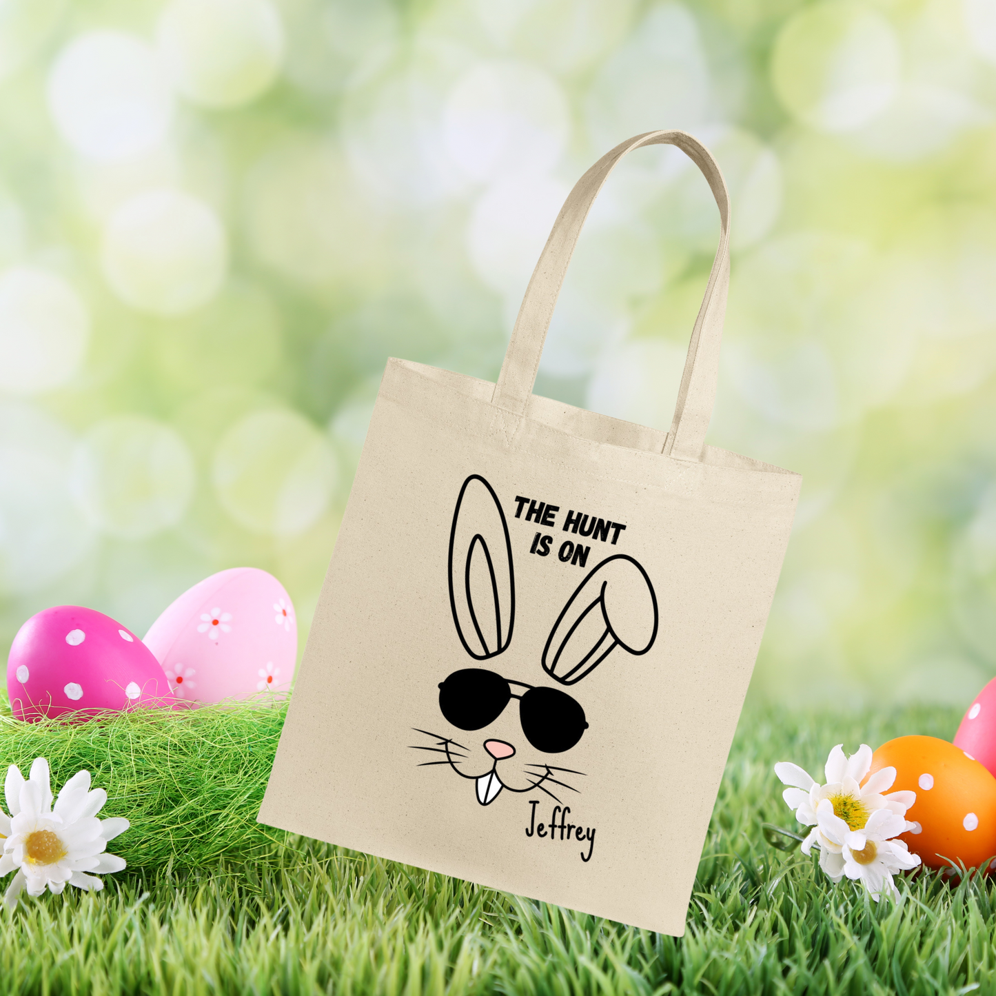 Personalized Easter Tote, Egg Hunting, Bunny ready, a great Easter Gift, Kids, Friends