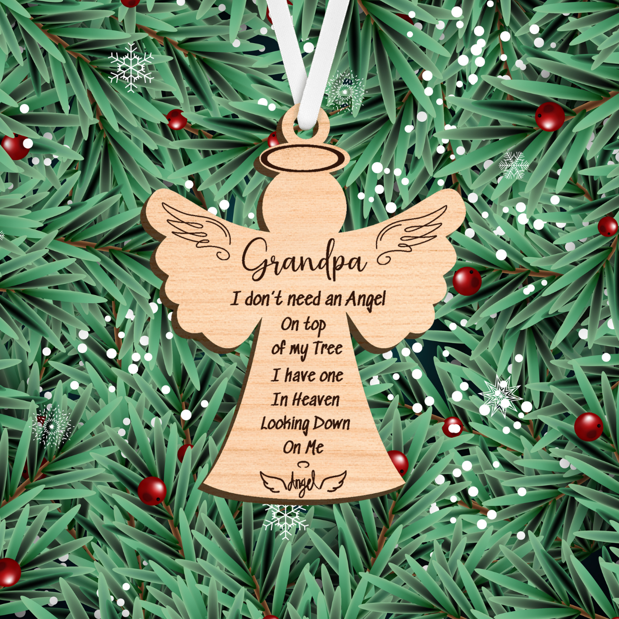 Personalized Wooden Angel, Memorial to a loved one, I have an Angel in Heaven, remembrance ornament, Christmas Memorial, Heartfelt tribute