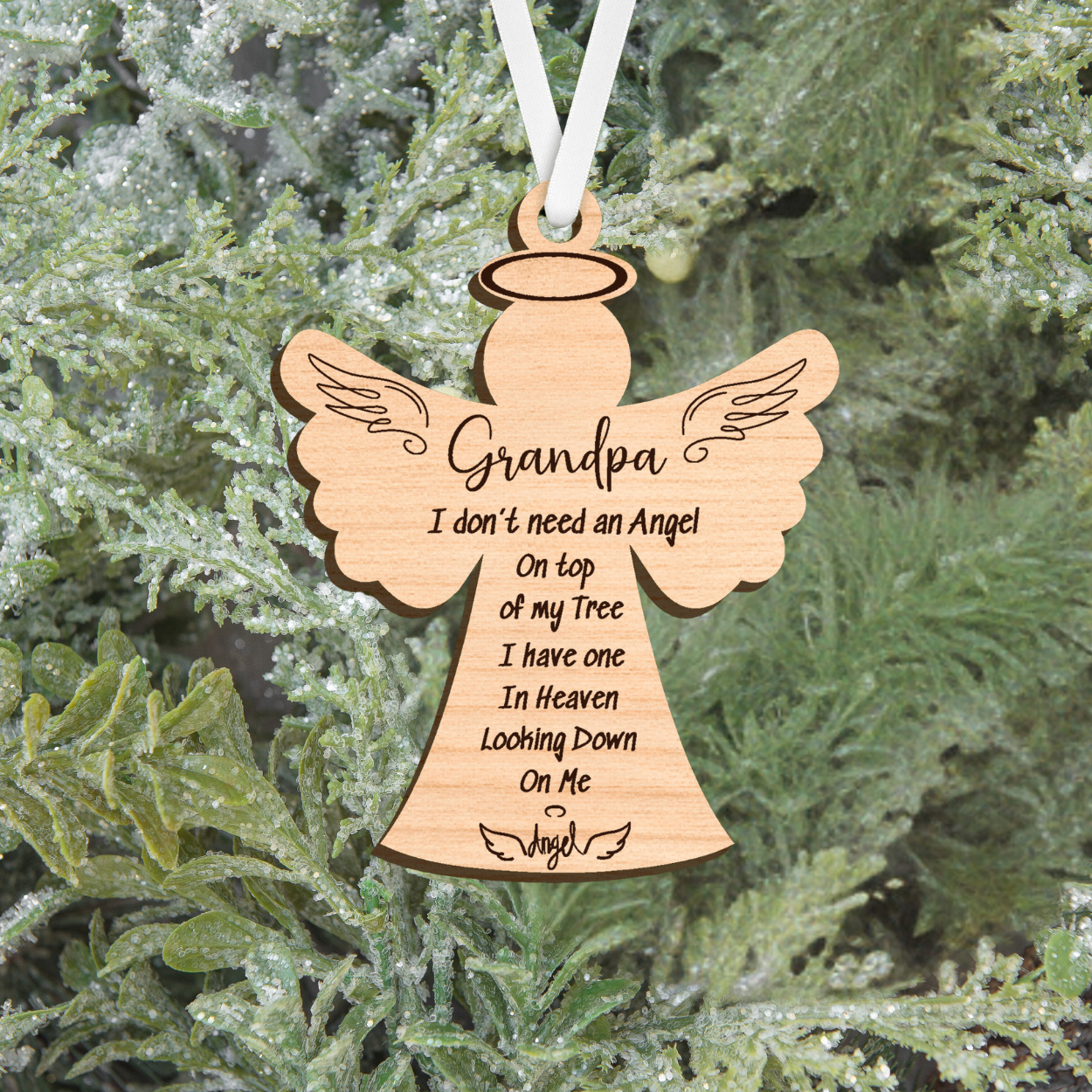 Personalized Wooden Angel, Memorial to a loved one, I have an Angel in Heaven, remembrance ornament, Christmas Memorial, Heartfelt tribute