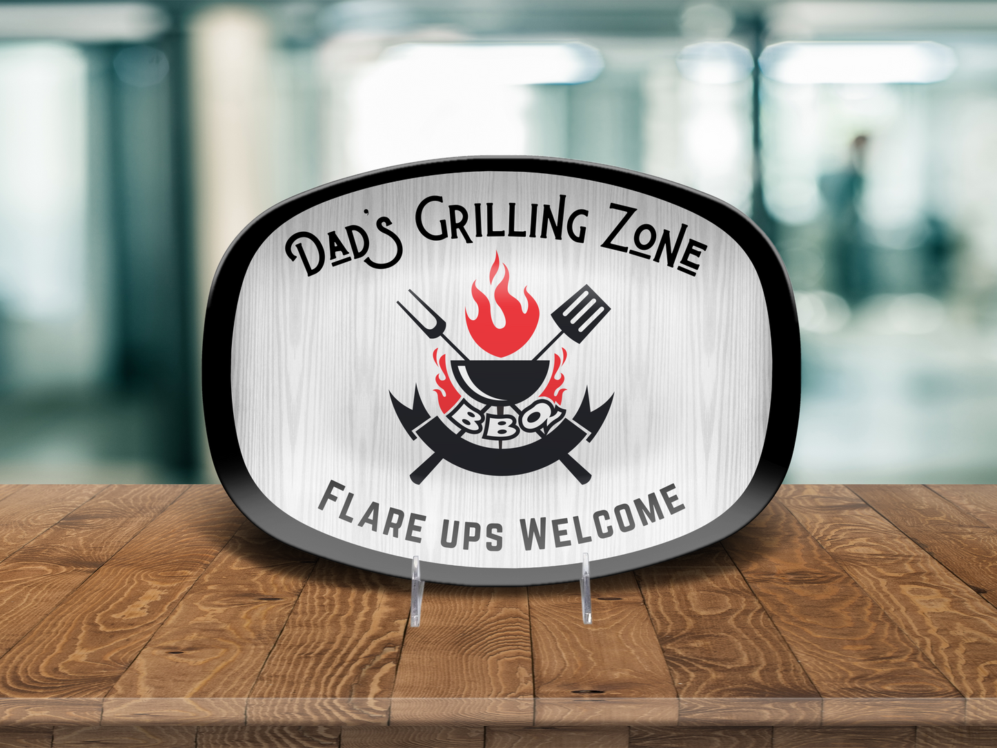 Dad’s Grilling Zone BBQ Platter – “Flare Ups Welcome” Funny Grill Plate, Father’s Day Gift for Grill Masters, Backyard BBQ Tray, Birthday