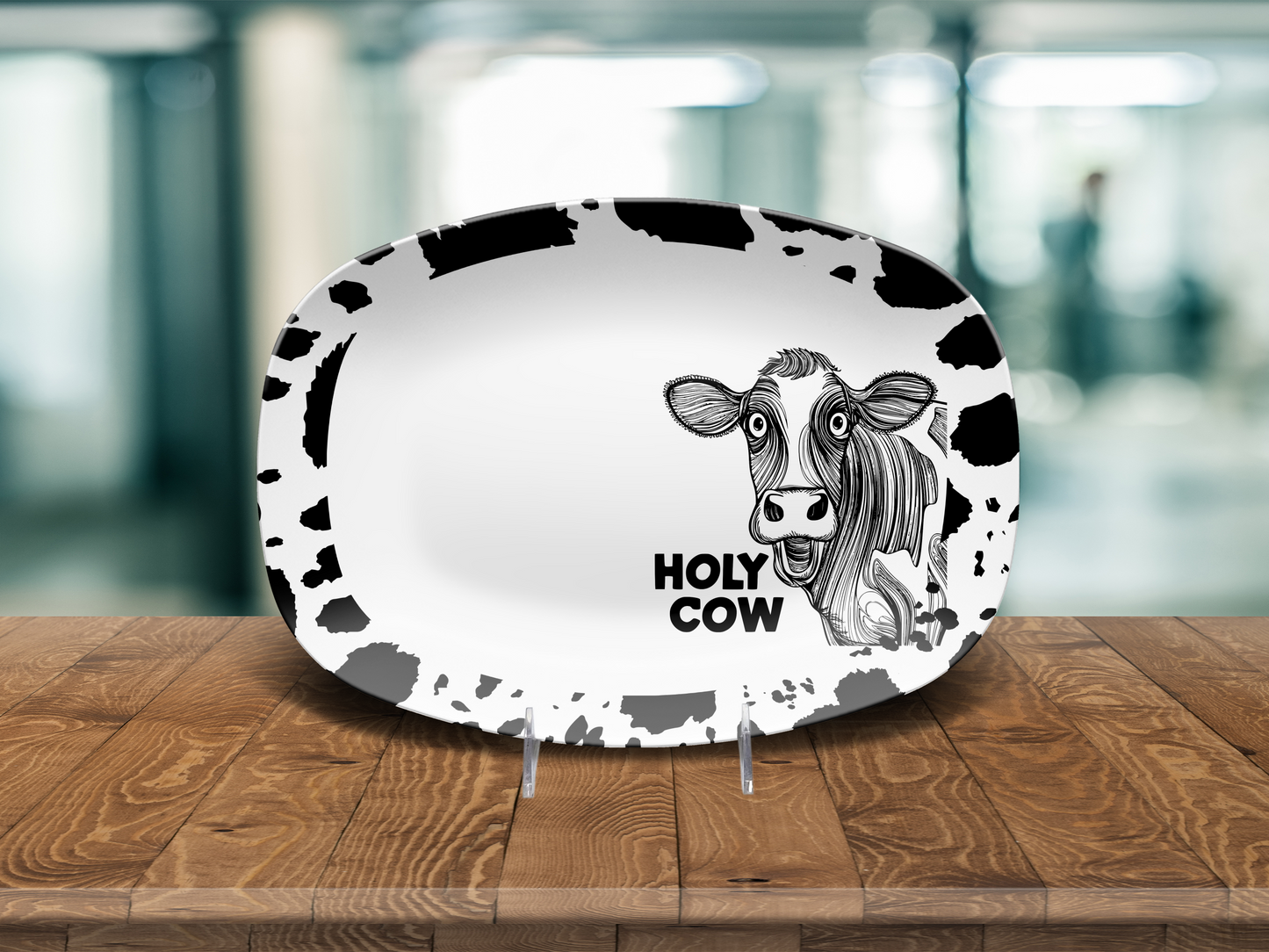 Funny "Holy Cow" BBQ Platter , Grill Tray, Ranch approved, Beef Lovers, Farmhouse Beef Grill Serving Platter