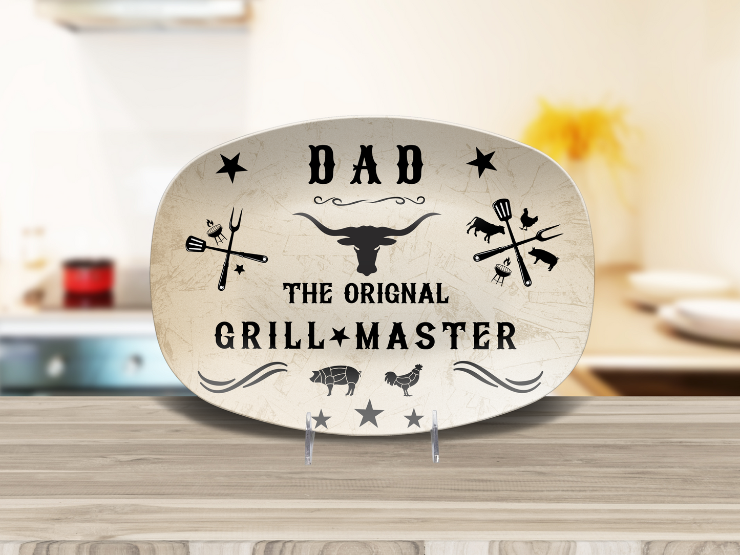 Personalized Father's Day Platter, Dad or Grandpa, The Original Grill Master, Perfect Gift for him, Brother, Cousin, Friend, BBQ gift