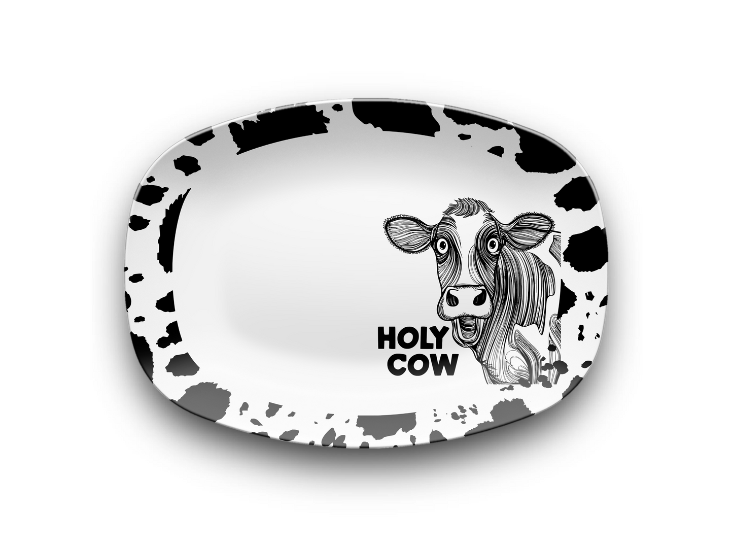 Funny "Holy Cow" BBQ Platter , Grill Tray, Ranch approved, Beef Lovers, Farmhouse Beef Grill Serving Platter