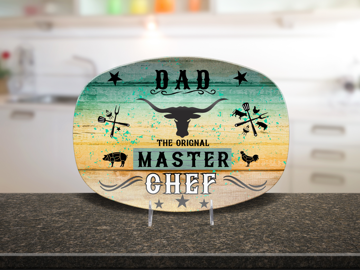 Personalized Platter, Mom Master Chef platter, Mother's Day gift, BBQ, Grillin, Backyard parties