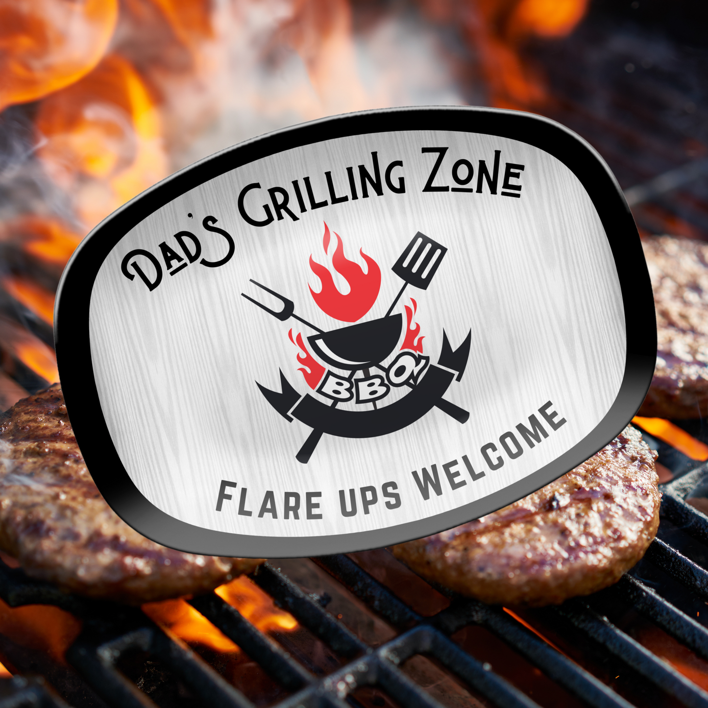 Dad’s Grilling Zone BBQ Platter – “Flare Ups Welcome” Funny Grill Plate, Father’s Day Gift for Grill Masters, Backyard BBQ Tray, Birthday