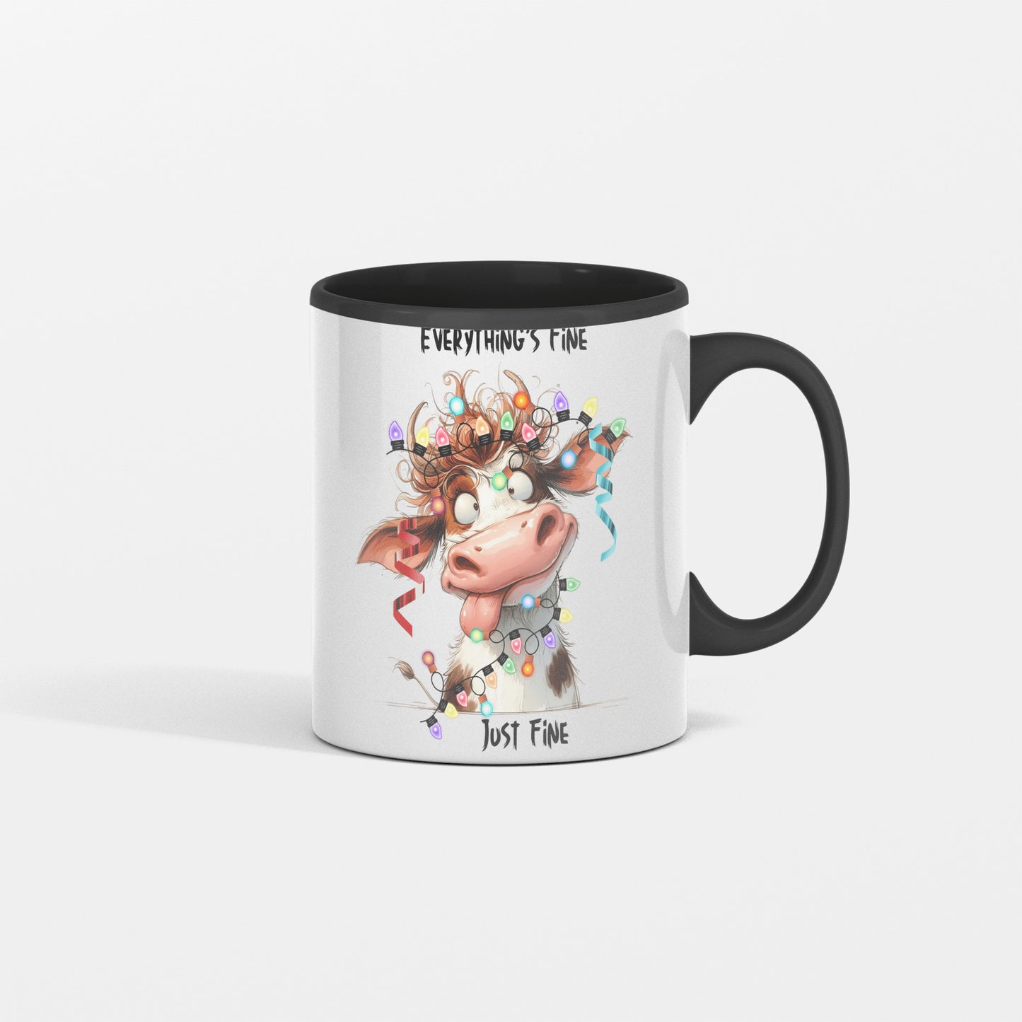 Everything's Fine Christmas Mug, Funny Cow, Christmas, Gift for mom, Bestie, Grandma