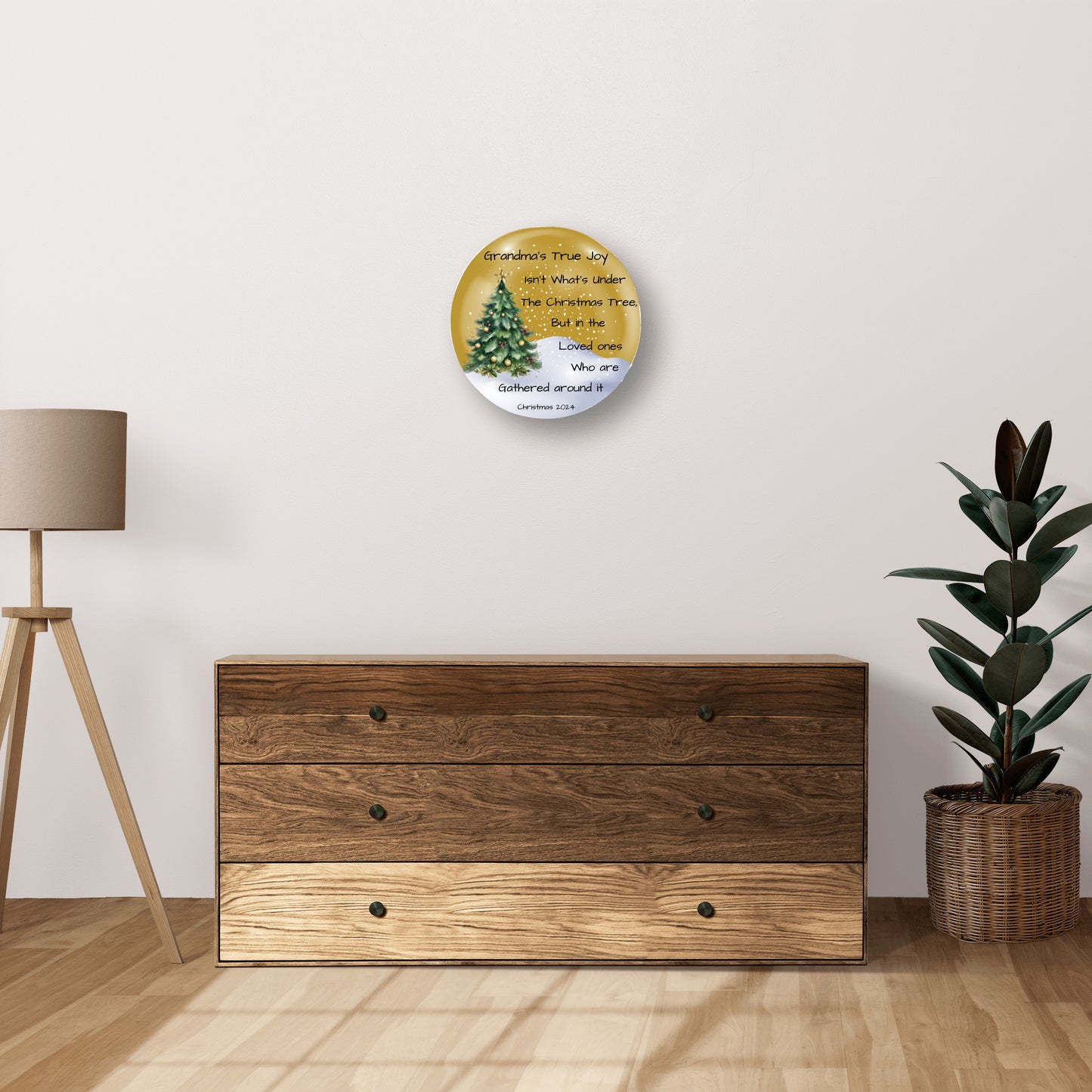 Grandma's True Joy in Gold, Round Wall Sign
