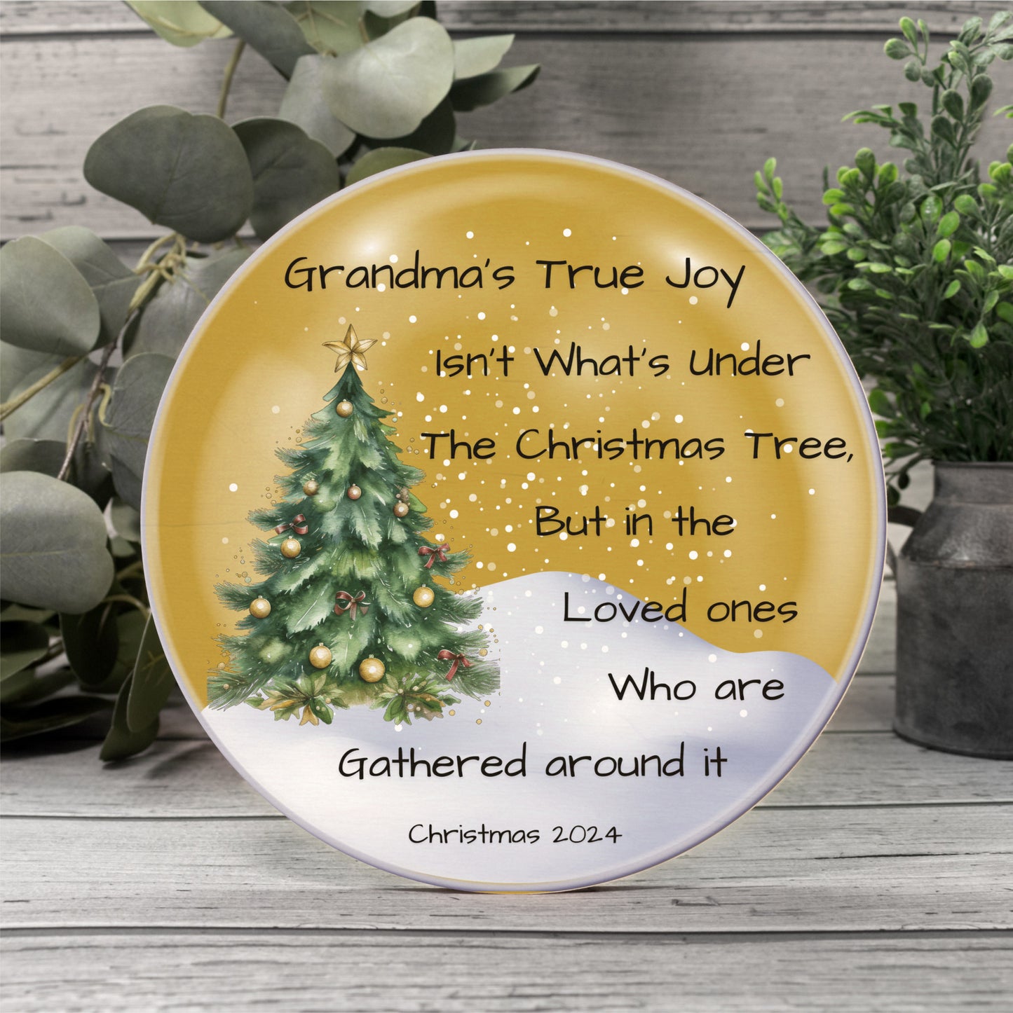 Grandma's True Joy in Gold, Round Wall Sign