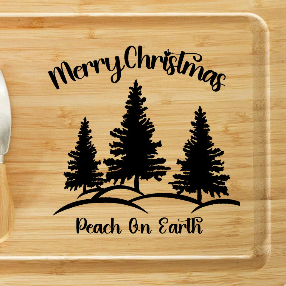 Merry Christmas Charcuterie Board, peace on Earth, Serving Tray, Cheese Board, Includes knives, Magnetic knife holder, 2 sauce trays