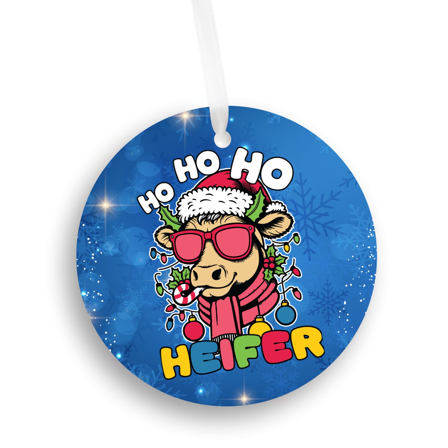 HO HO HO Heifer, Christmas Ornament, Cow Christmas
