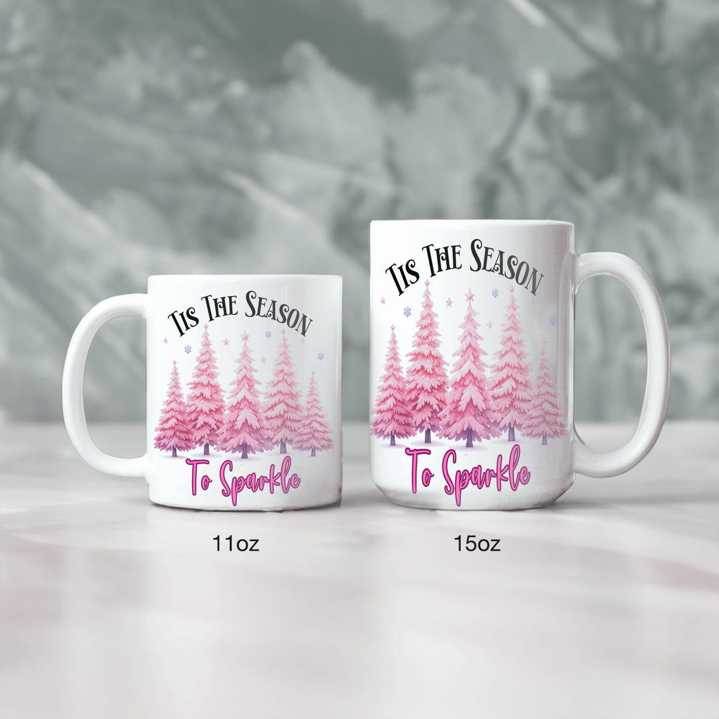 Christmas Mug, Pink Sparkle, Tis The Season to Sparkle with a Pink Christmas