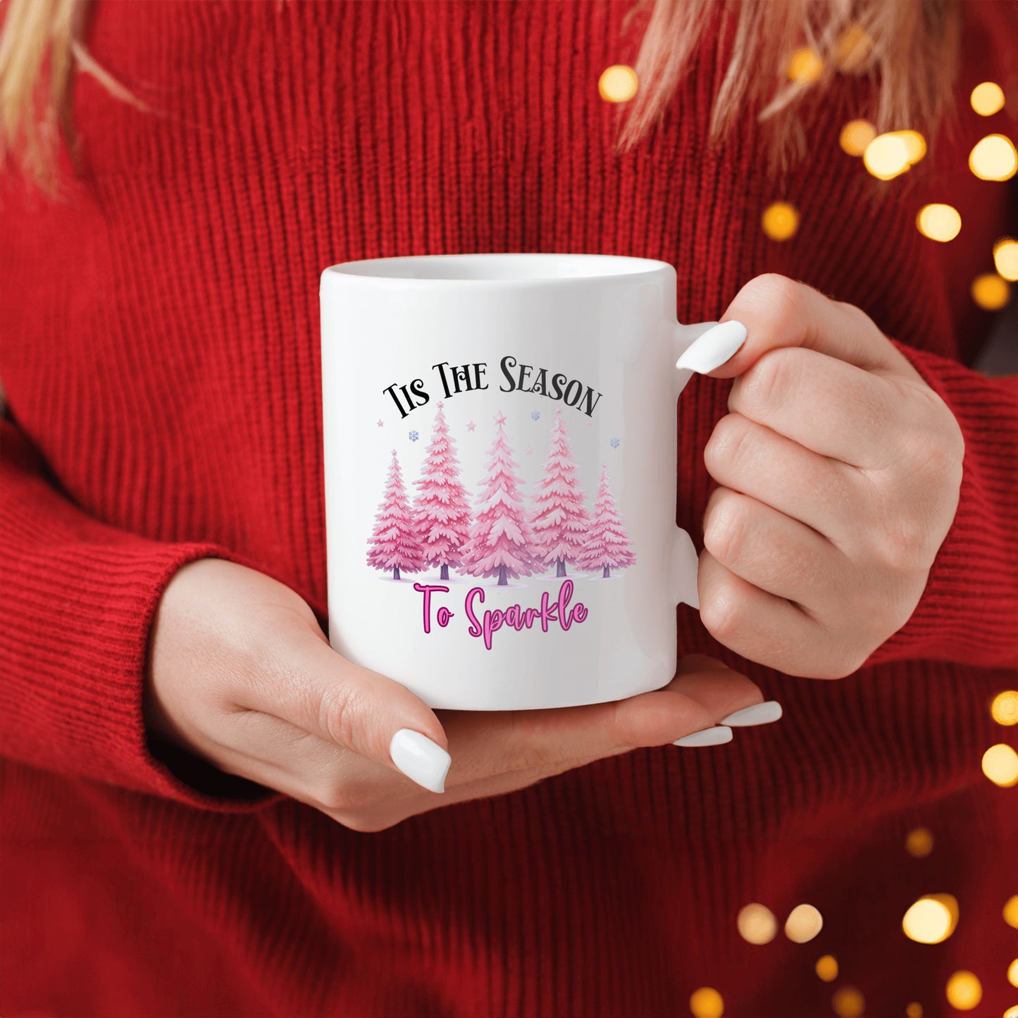 Christmas Mug, Pink Sparkle, Tis The Season to Sparkle with a Pink Christmas