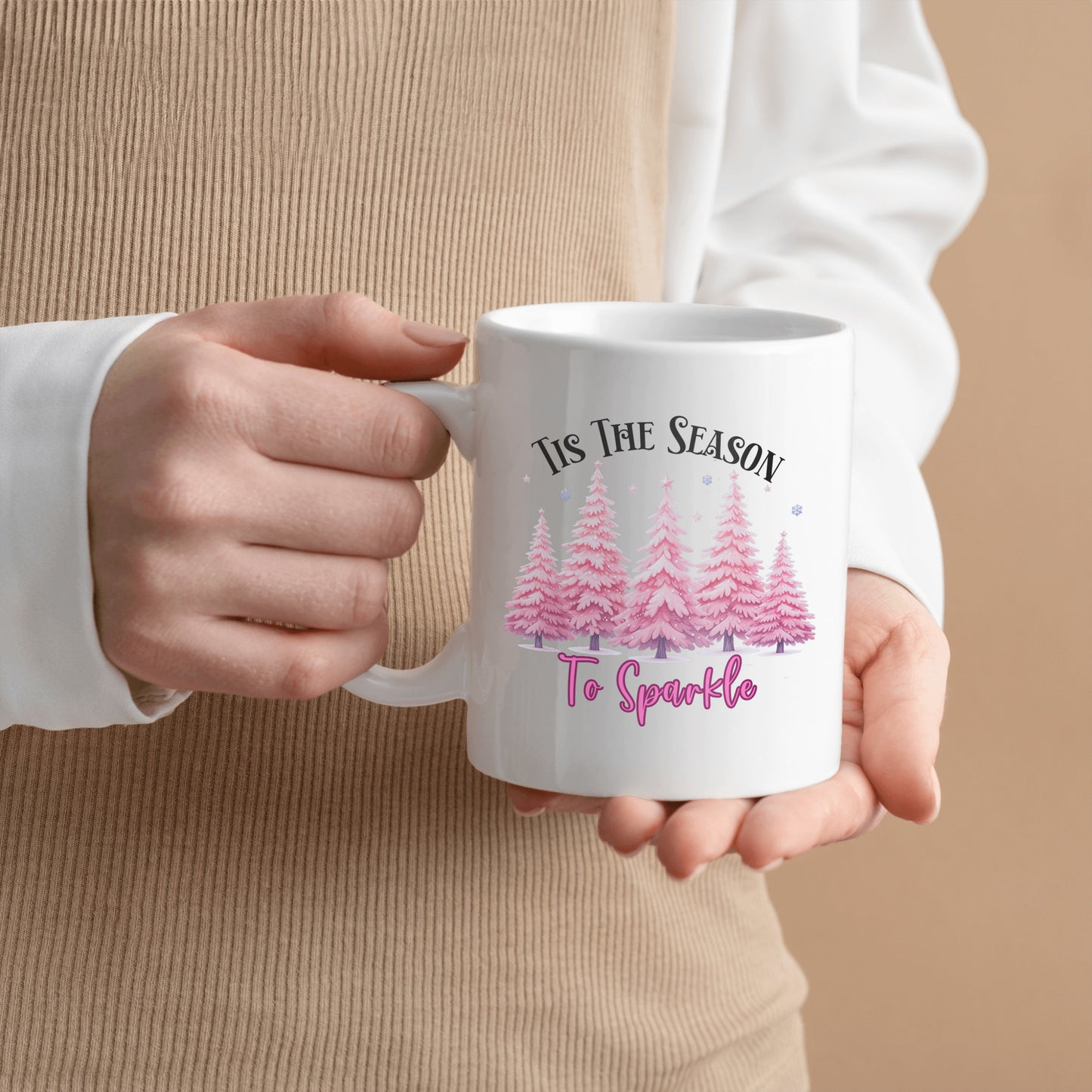 Christmas Mug, Pink Sparkle, Tis The Season to Sparkle with a Pink Christmas