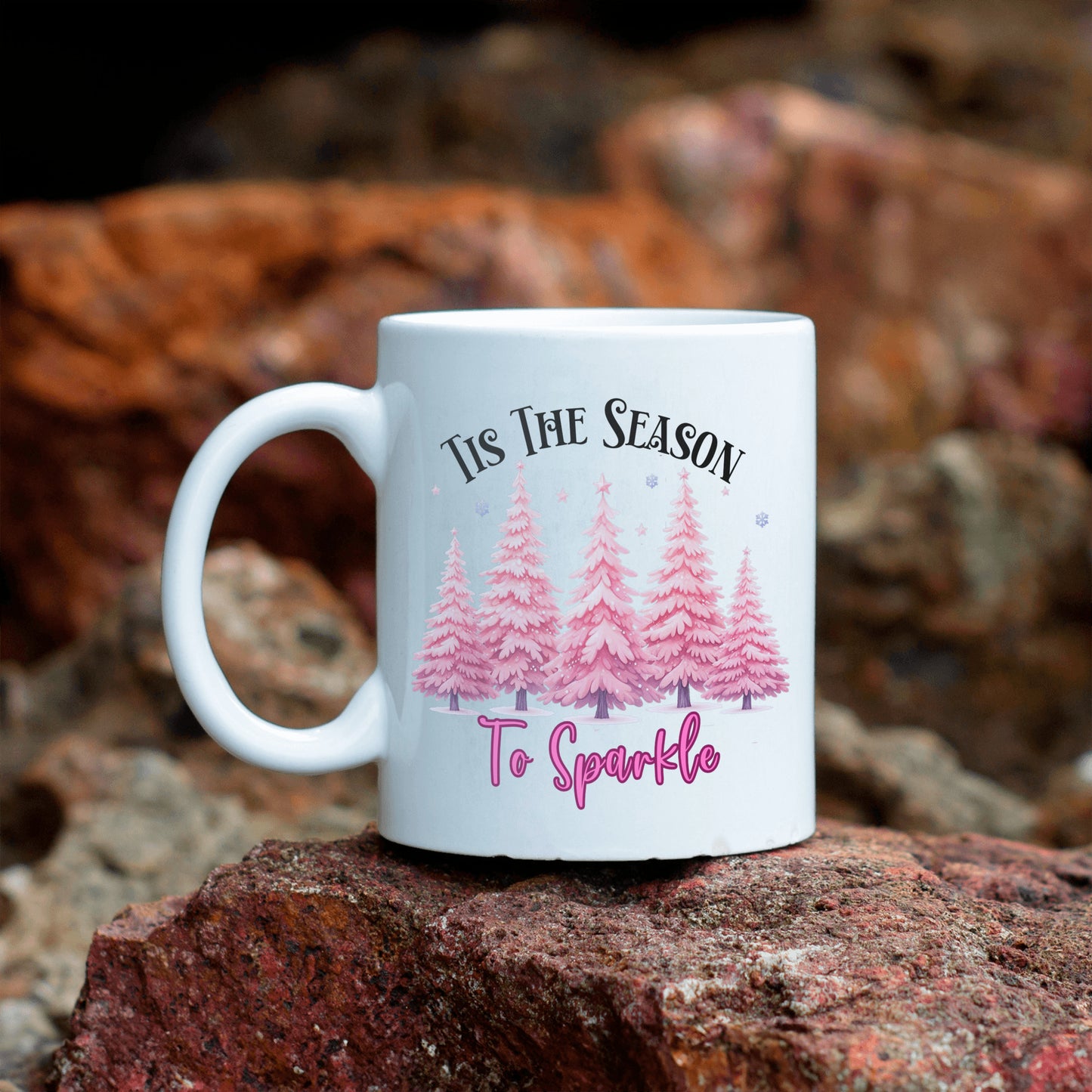 Christmas Mug, Pink Sparkle, Tis The Season to Sparkle with a Pink Christmas
