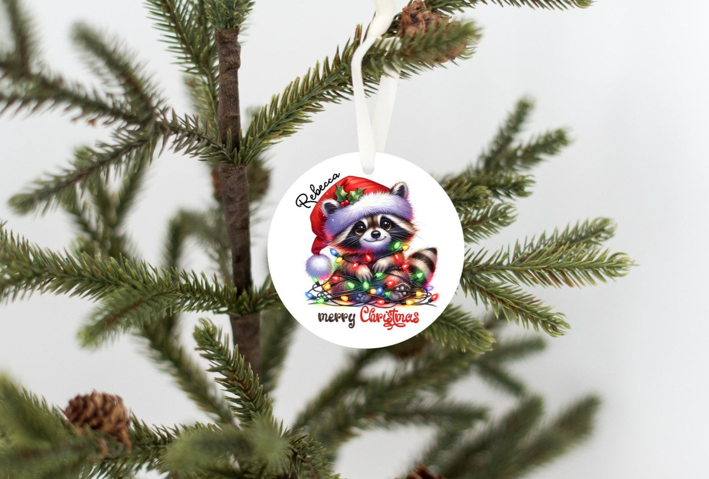 Personalized Christmas Raccoon Ornament, Grandkids, Niece, Nephew, So Cute