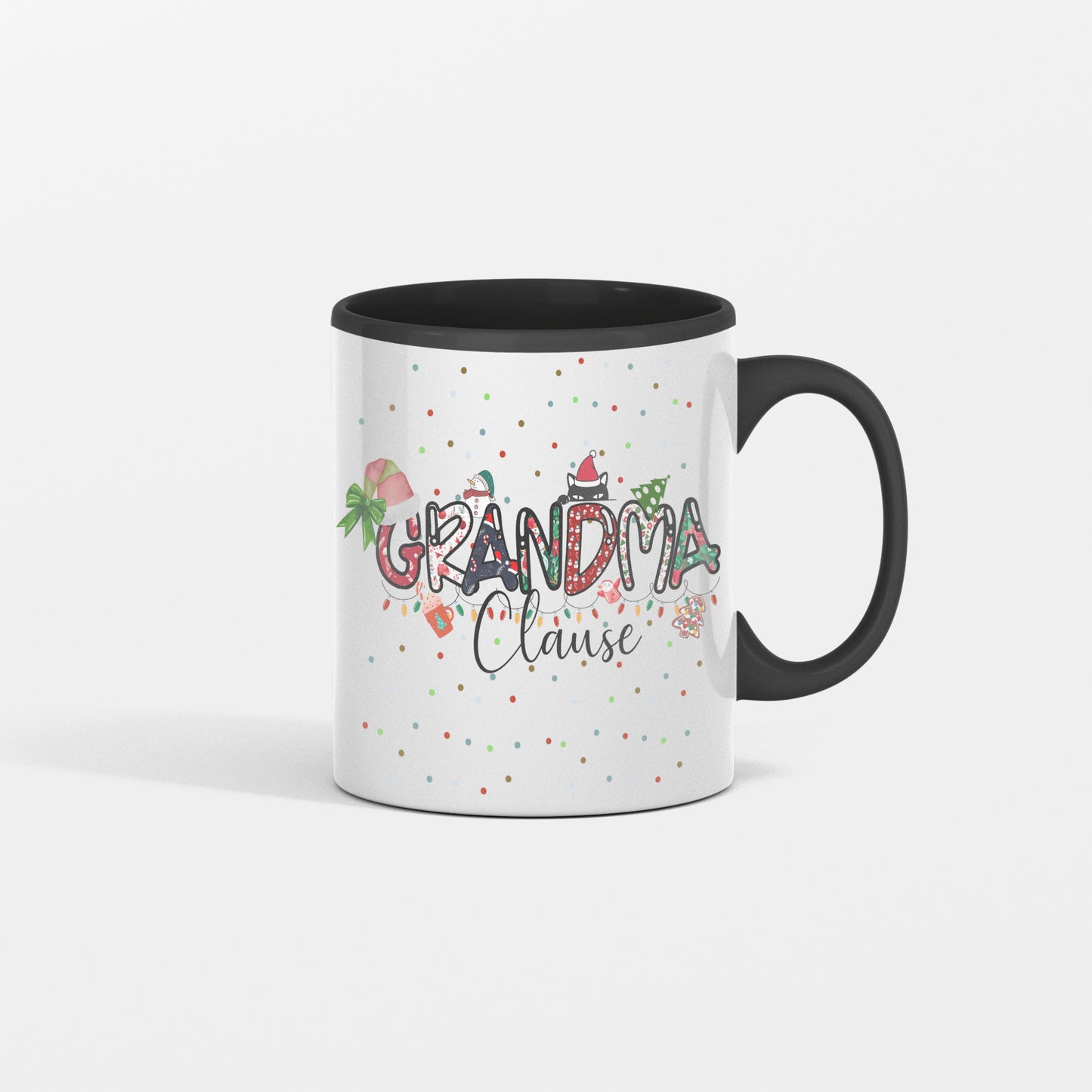 Grandma Clause Christmas Mug, Just for Grandma, Christmas Mug, Special gift to give Grandma, Lettering is Patterned