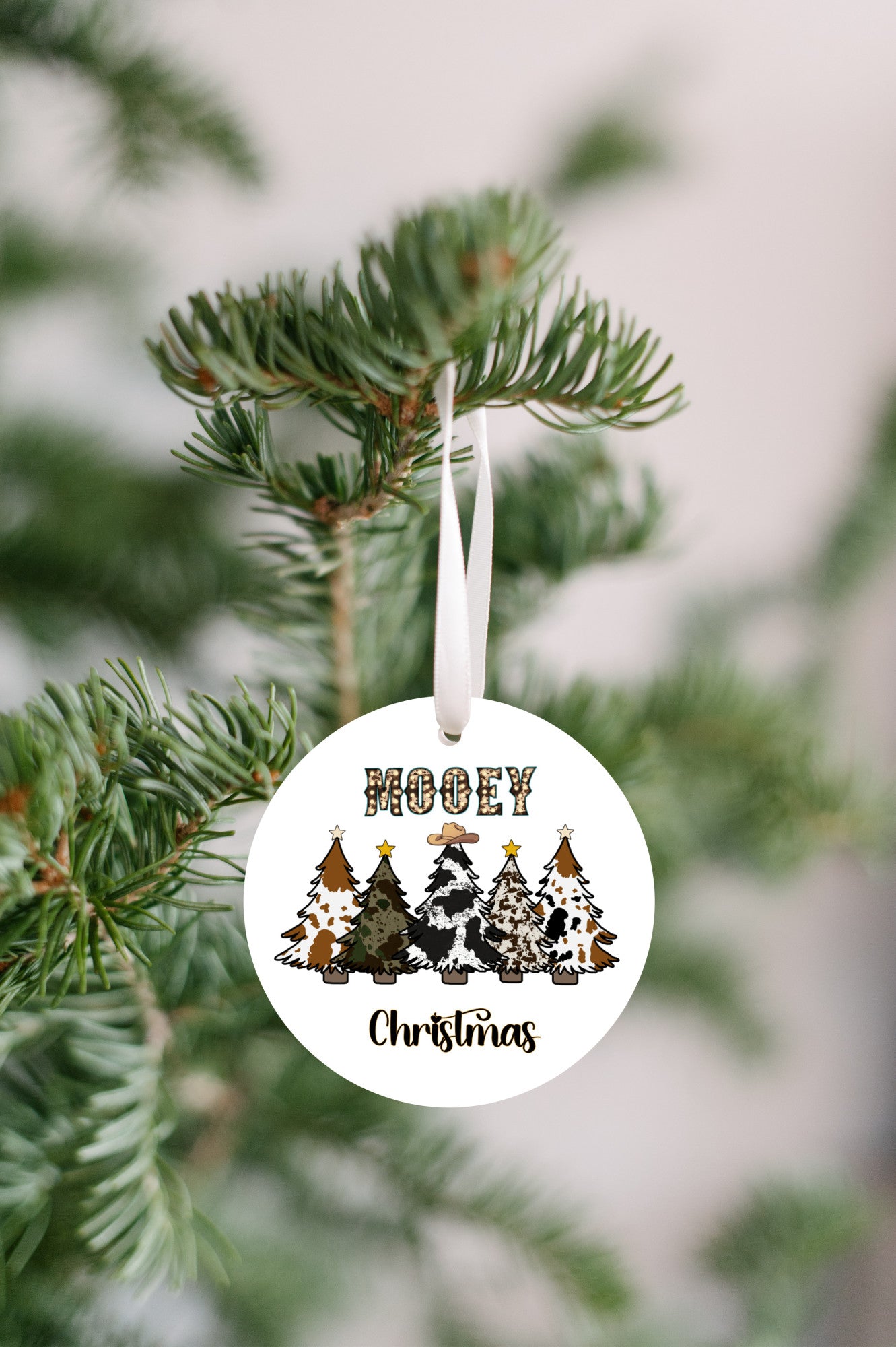 Cowhide Christmas Tree Ornament, MOOEY CHRISTMAS, Western touch Ornament, Cow Enthusiasts