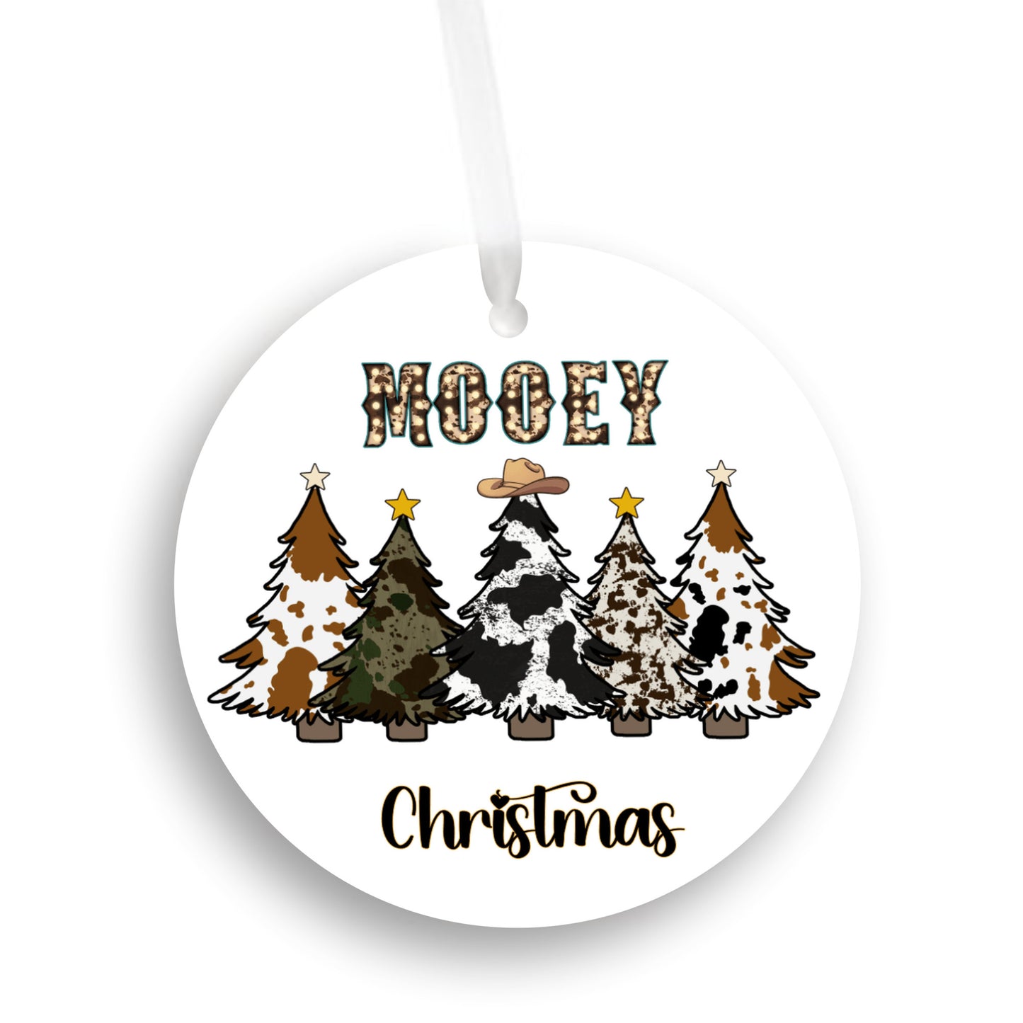 Cowhide Christmas Tree Ornament, MOOEY CHRISTMAS, Western touch Ornament, Cow Enthusiasts