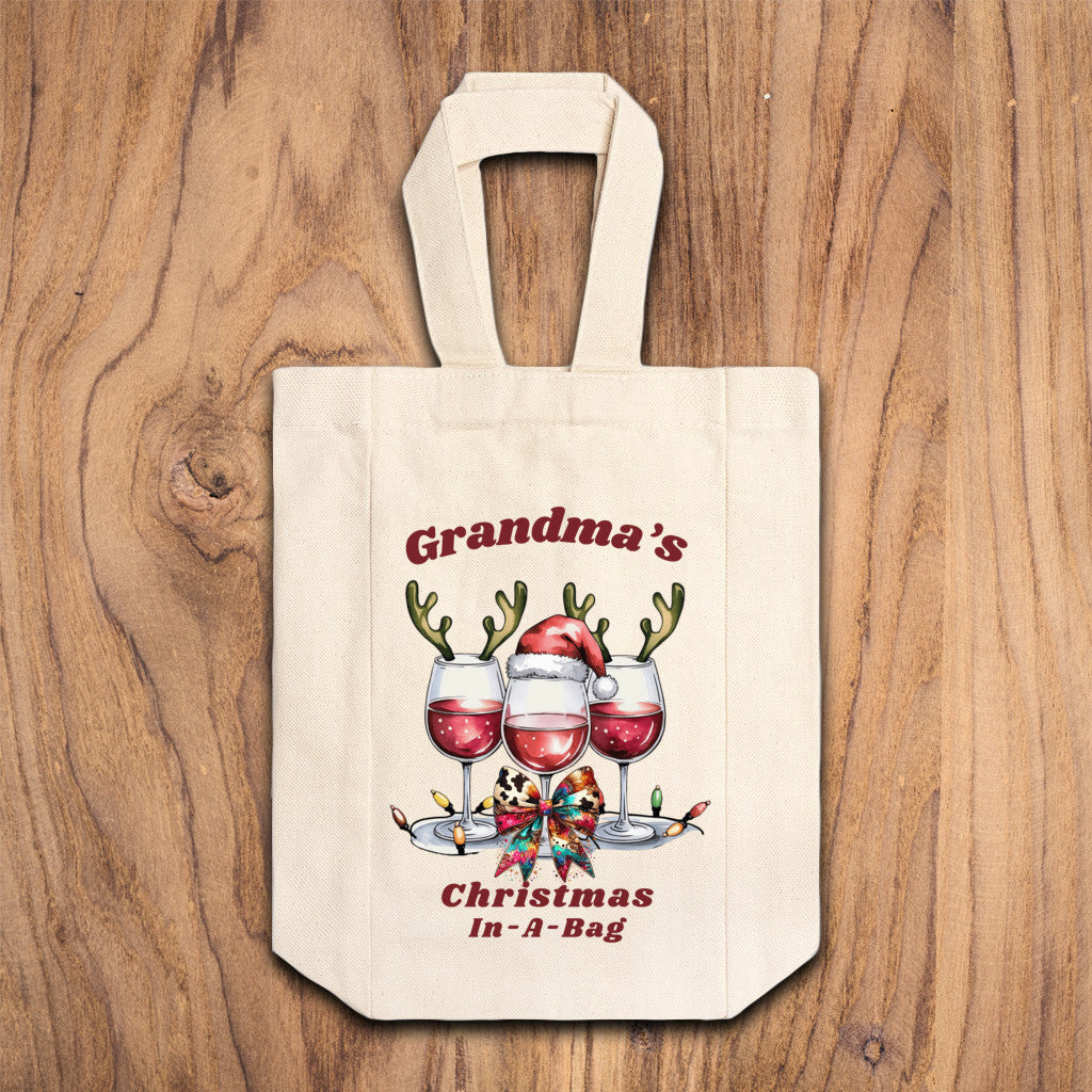 Personalized Canvas Double Wine Tote Bag, Christmas In-A-Bag, Mom, Friend, Grandma, Co-Worker, Special Gift, Humorous