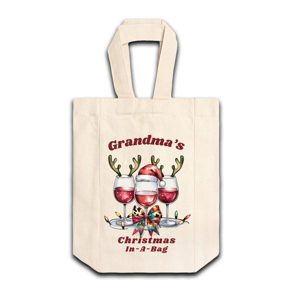 Personalized Canvas Double Wine Tote Bag, Christmas In-A-Bag, Mom, Friend, Grandma, Co-Worker, Special Gift, Humorous
