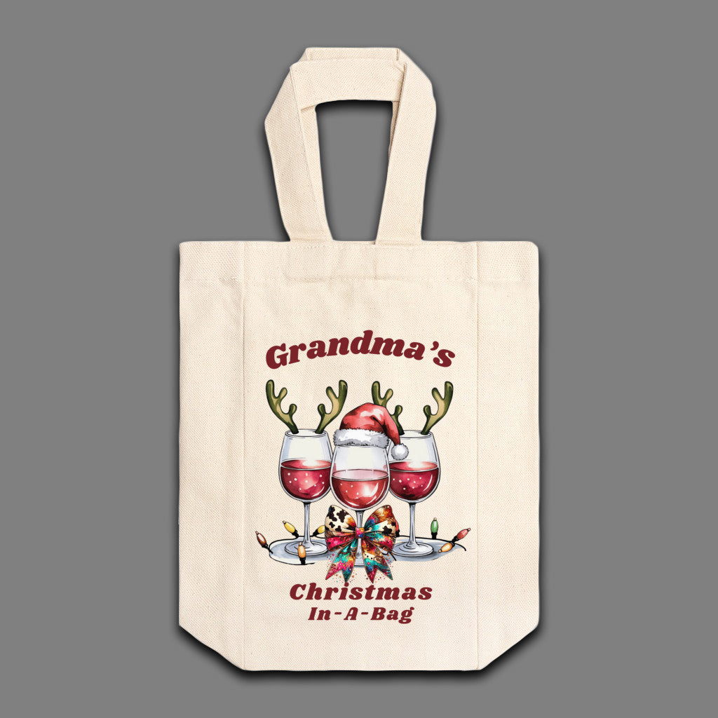 Personalized Canvas Double Wine Tote Bag, Christmas In-A-Bag, Mom, Friend, Grandma, Co-Worker, Special Gift, Humorous