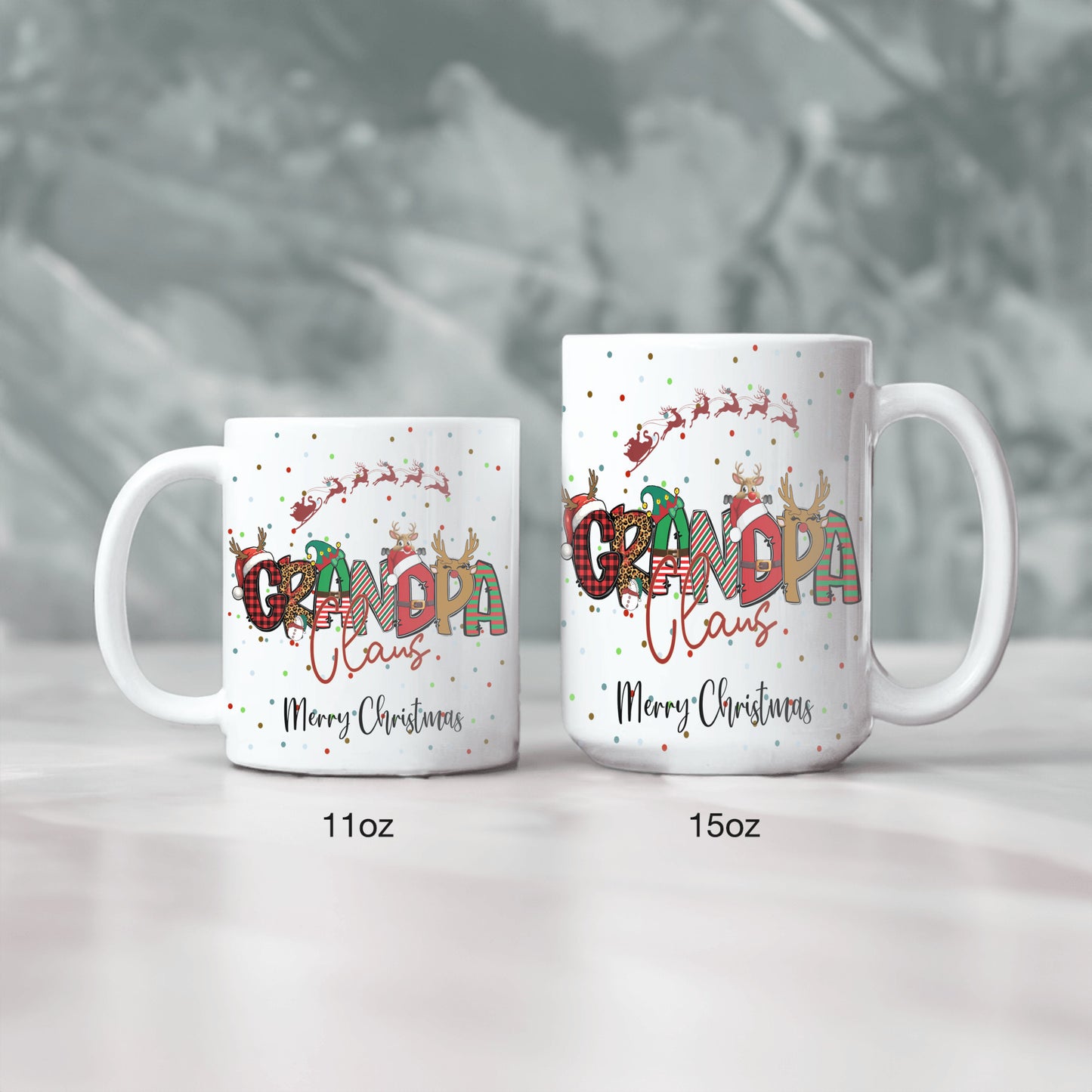 Grandpa Clause Mug, Christmas Mug, Special Gift for Grandpa, From Grandkids, Kids, Patterned Lettering