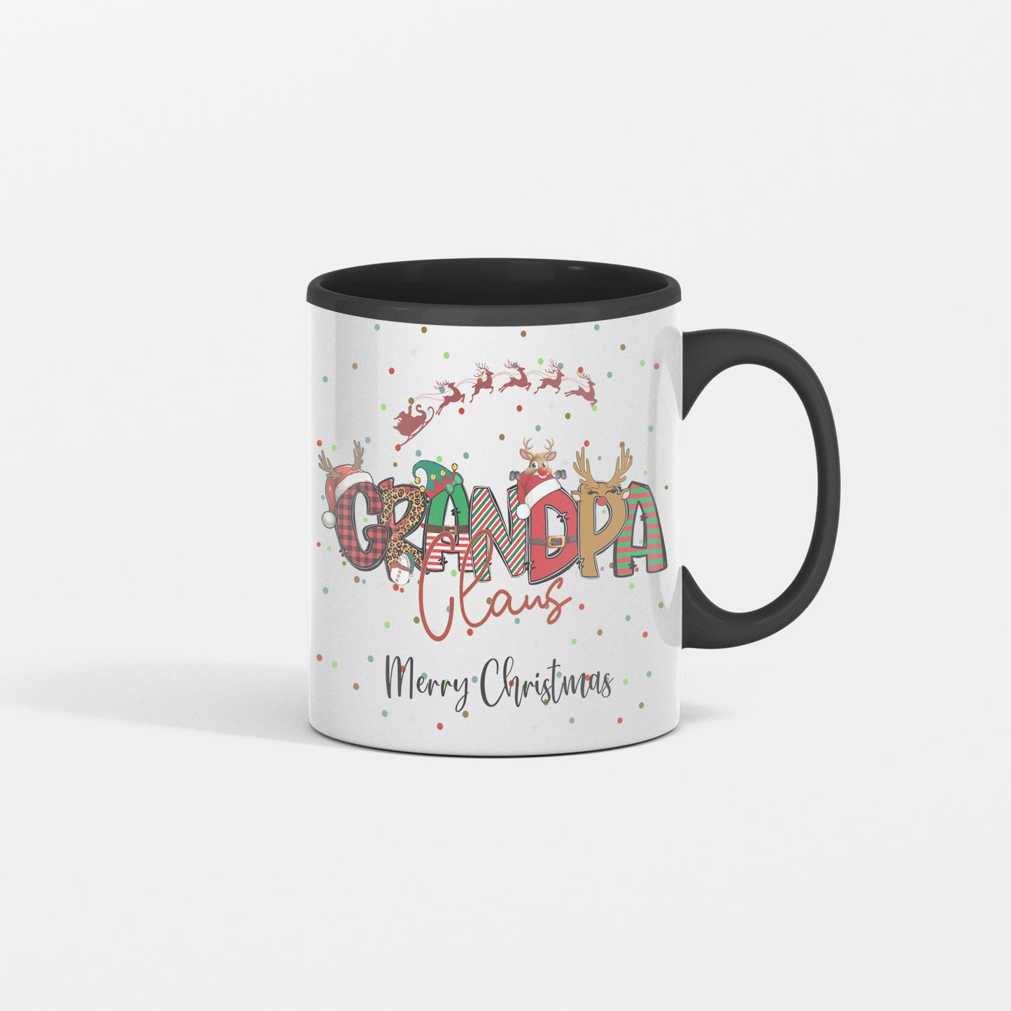 Grandpa Clause Mug, Christmas Mug, Special Gift for Grandpa, From Grandkids, Kids, Patterned Lettering
