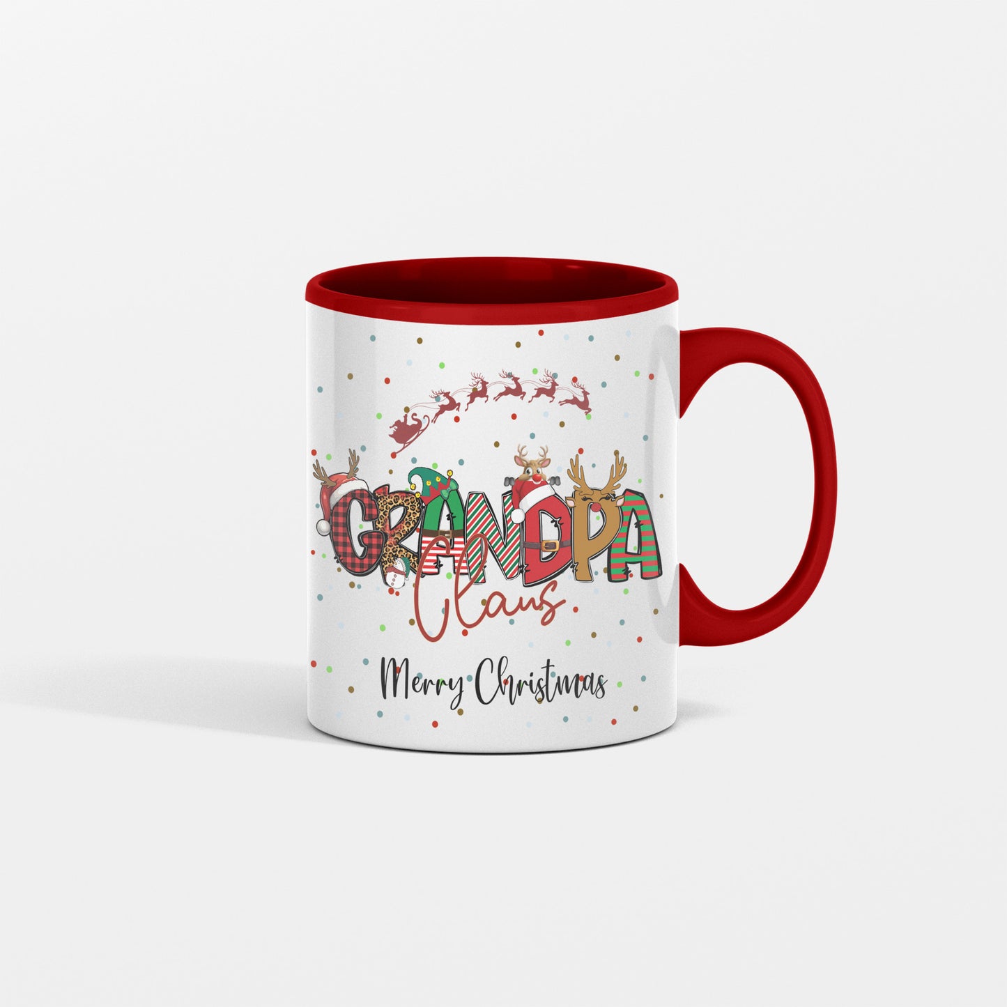 Grandpa Clause Mug, Christmas Mug, Special Gift for Grandpa, From Grandkids, Kids, Patterned Lettering