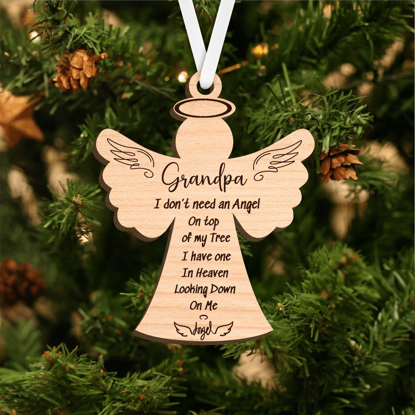 Personalized Wooden Angel, Memorial to a loved one, I have an Angel in Heaven, remembrance ornament, Christmas Memorial, Heartfelt tribute