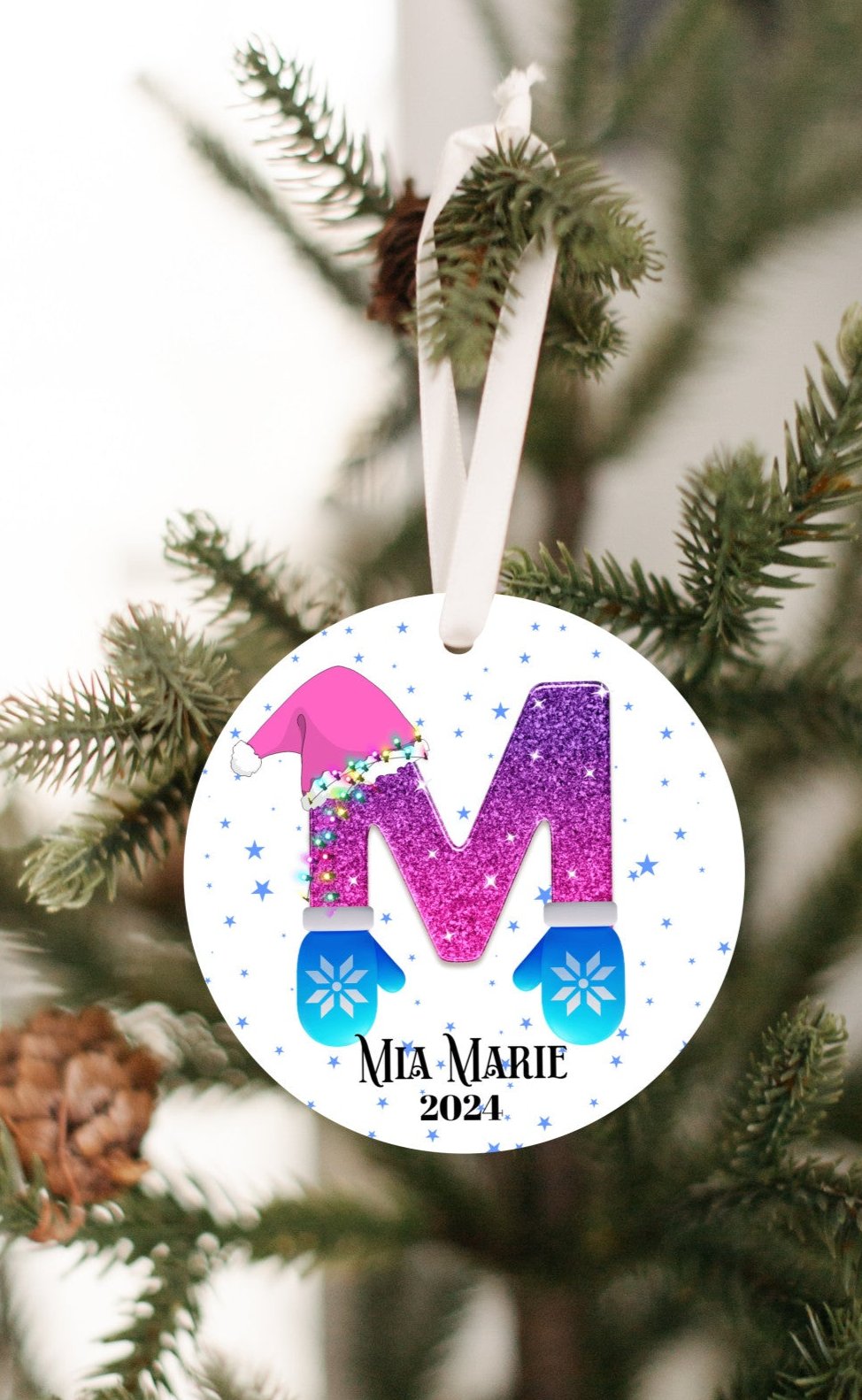 Personalized Christmas Ornament, Christmas Letter favorite person, Gift for kids, Grandkids, Mom & Dad