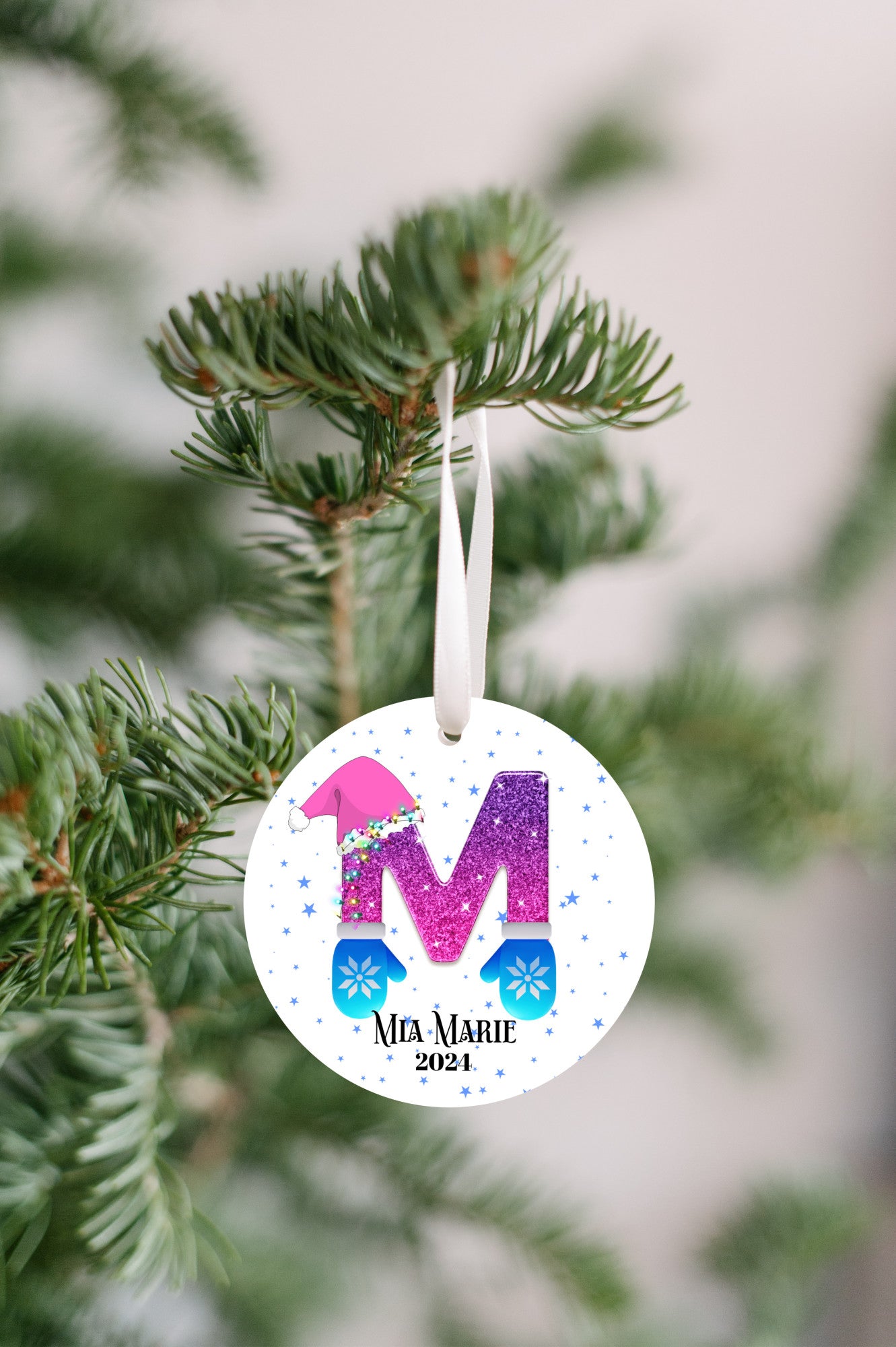 Personalized Christmas Ornament, Christmas Letter favorite person, Gift for kids, Grandkids, Mom & Dad