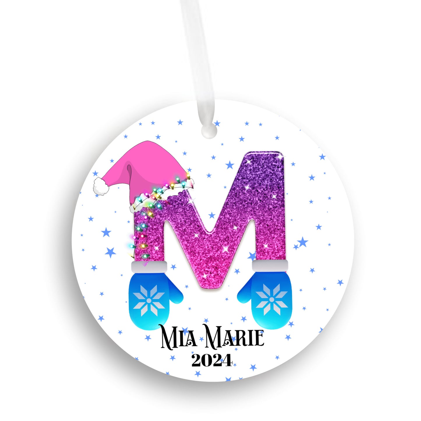 Personalized Christmas Ornament, Christmas Letter favorite person, Gift for kids, Grandkids, Mom & Dad