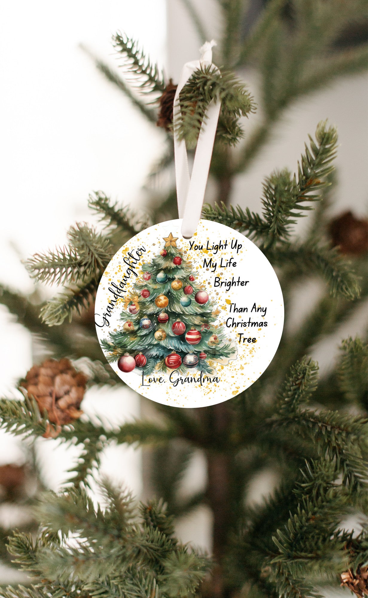Personalize Christmas Ornament for Granddaughter, You Light up My Life Brighter Than Any Christmas Tree, Love From Grandma, Special Keepsake