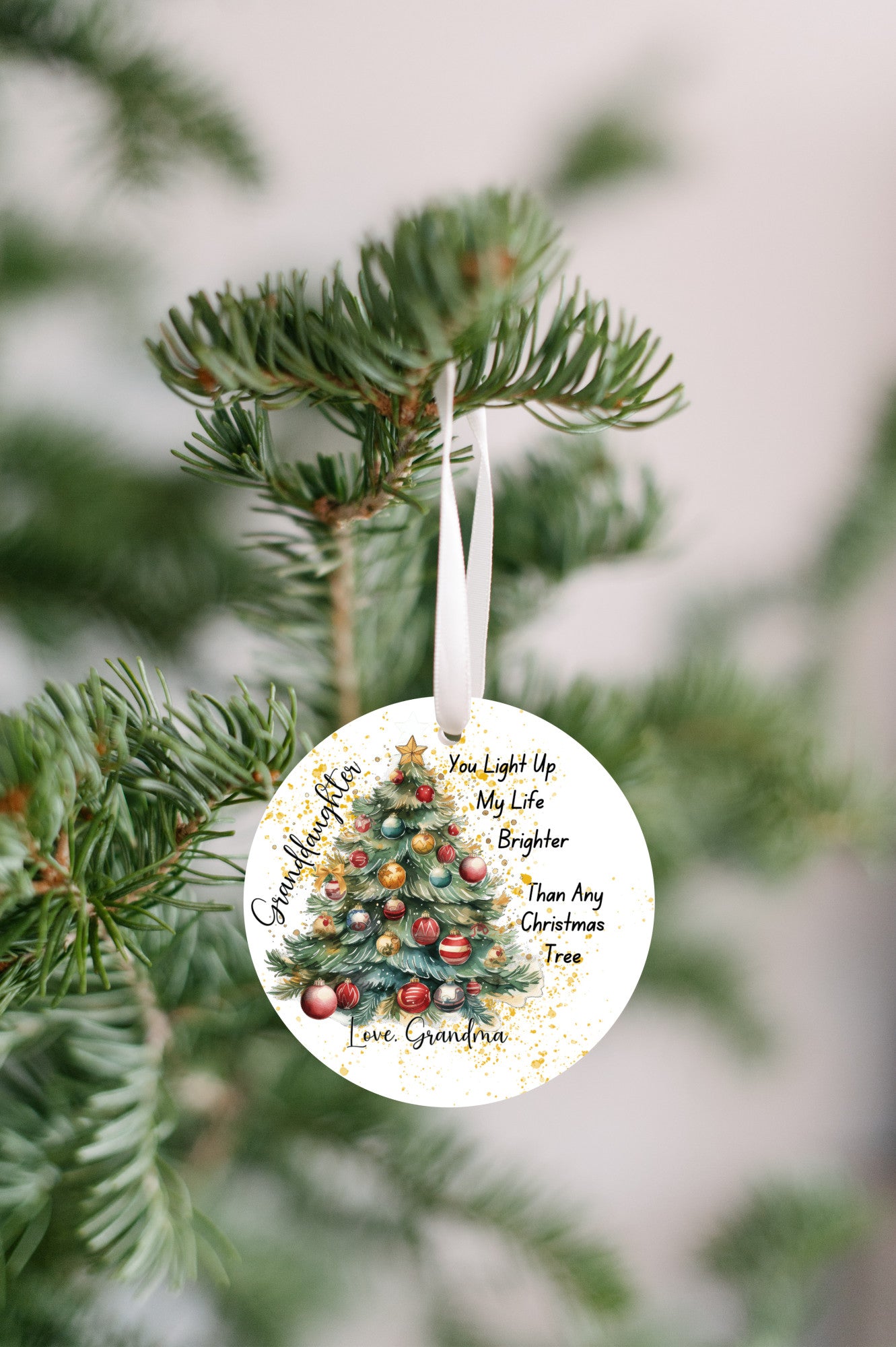 Personalize Christmas Ornament for Granddaughter, You Light up My Life Brighter Than Any Christmas Tree, Love From Grandma, Special Keepsake