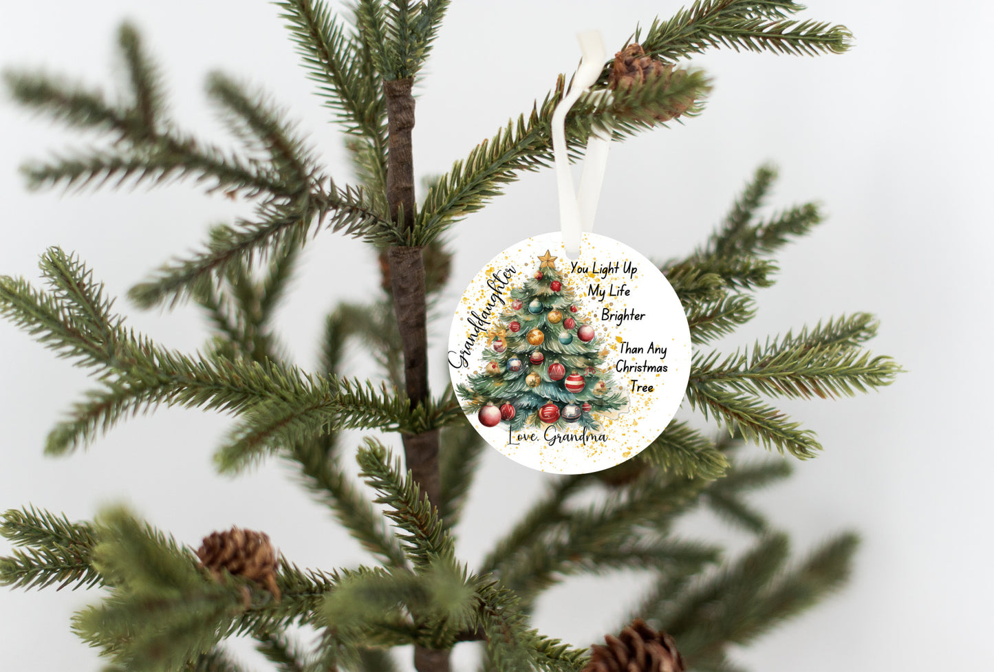 Personalize Christmas Ornament for Granddaughter, You Light up My Life Brighter Than Any Christmas Tree, Love From Grandma, Special Keepsake