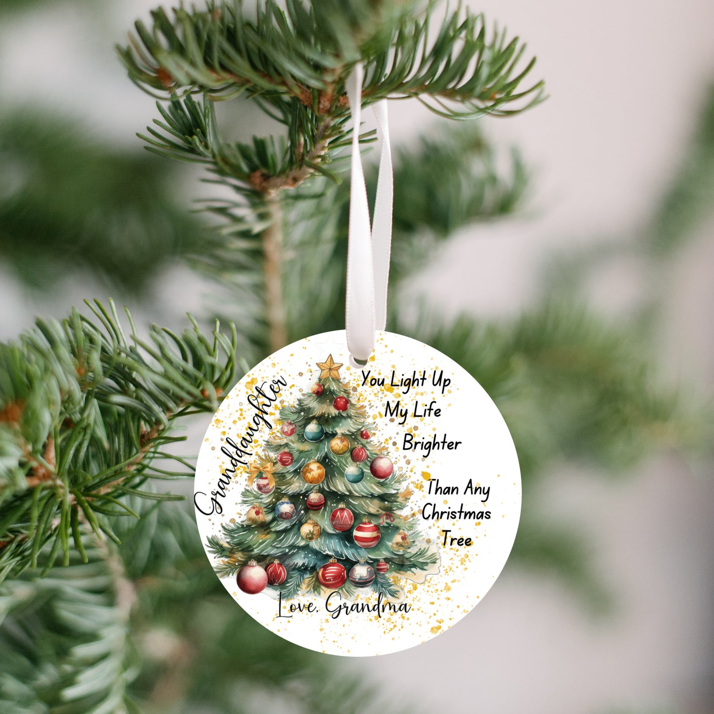 Personalize Christmas Ornament for Granddaughter, You Light up My Life Brighter Than Any Christmas Tree, Love From Grandma, Special Keepsake